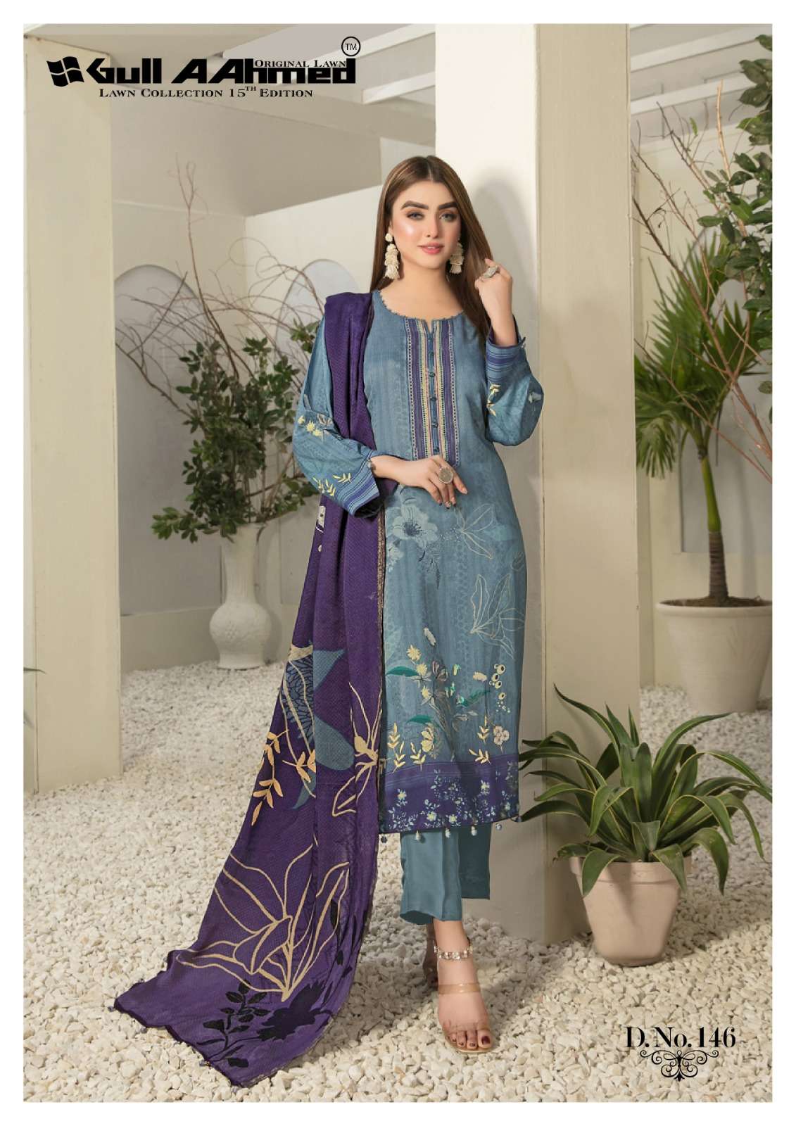 Gull Aahmed Lawn Collection Vol-15 By Gull Aahmed 141 To 146 Series Beautiful Suits Colorful Stylish Fancy Casual Wear & Ethnic Wear Pure Lawn Print Dresses At Wholesale Price