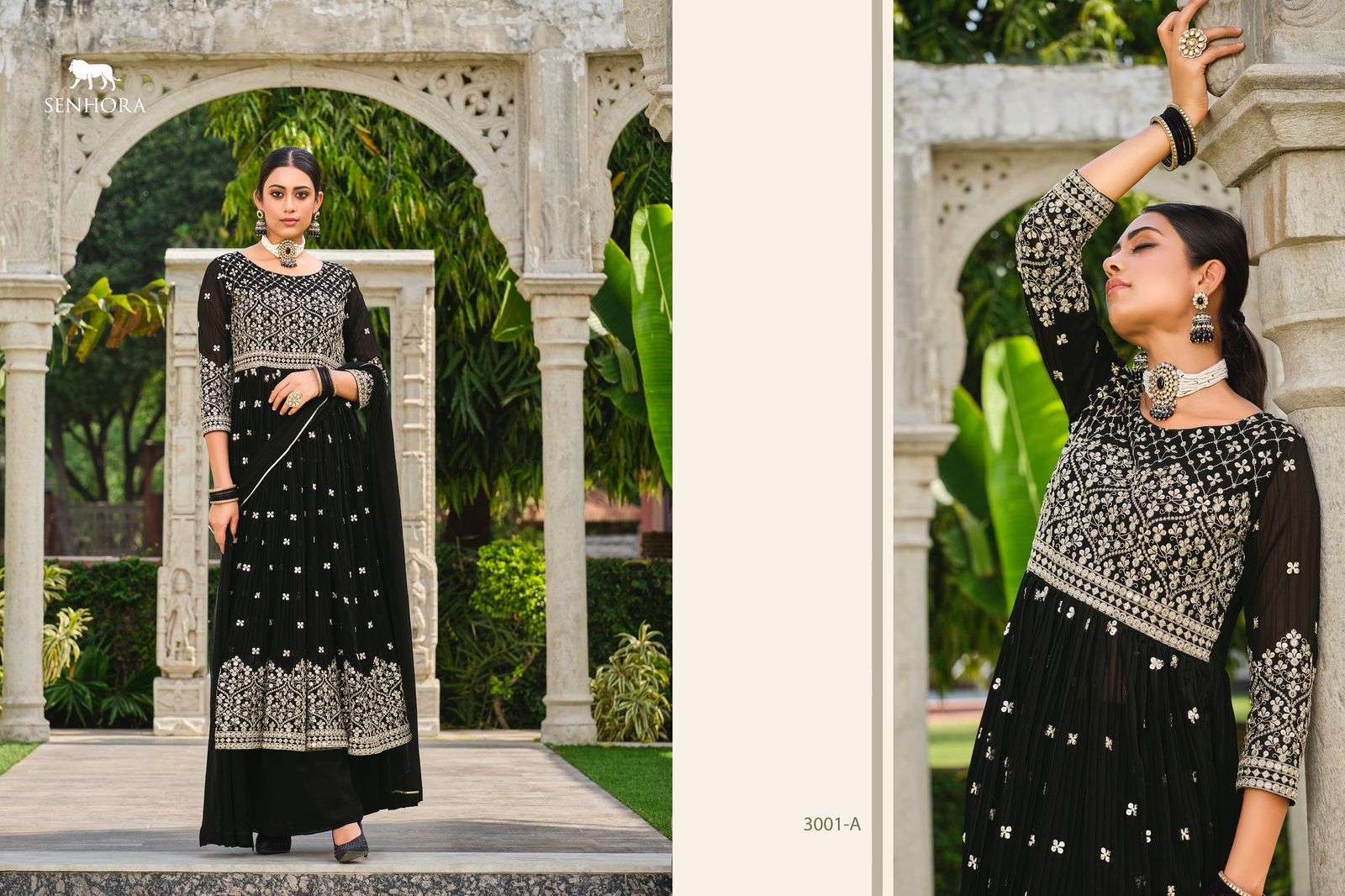 Rumana By Senhora Dresses 3001-A To 3001-D Series Beautiful Stylish Sharara Suits Fancy Colorful Casual Wear & Ethnic Wear & Ready To Wear Faux Georgette Dresses At Wholesale Price