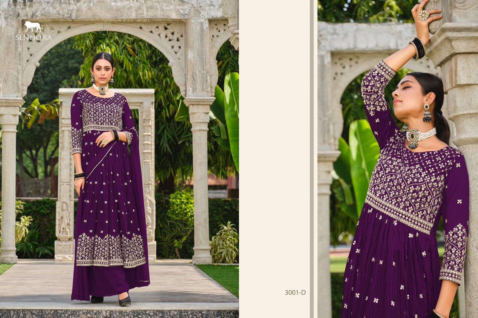 Rumana By Senhora Dresses 3001-A To 3001-D Series Beautiful Stylish Sharara Suits Fancy Colorful Casual Wear & Ethnic Wear & Ready To Wear Faux Georgette Dresses At Wholesale Price