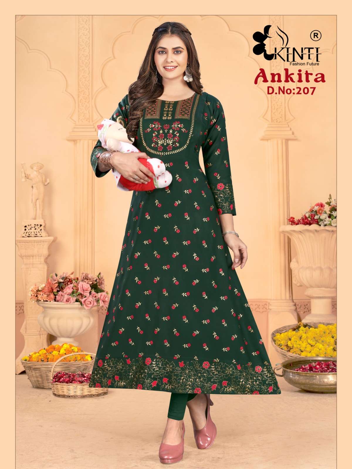 Ankita Vol-2 By Kinti 201 To 208 Series Beautiful Stylish Fancy Colorful Casual Wear & Ethnic Wear Heavy Rayon Print Gown At Wholesale Price