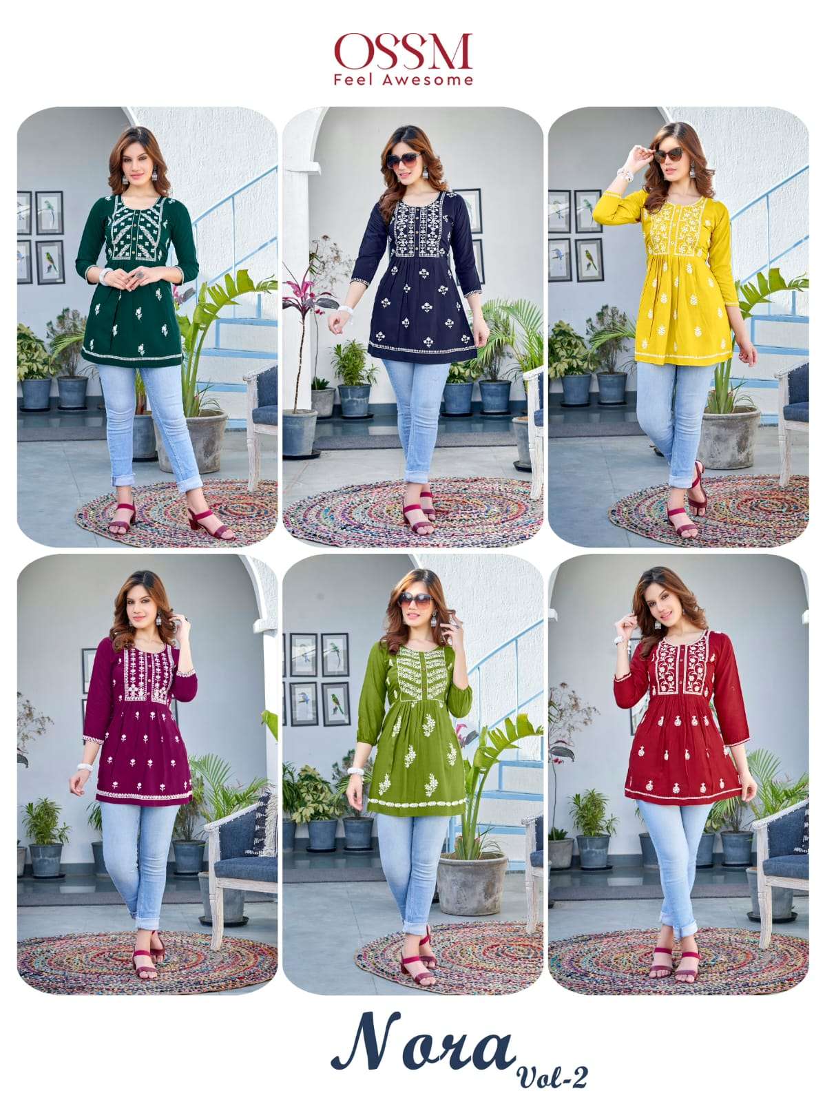 Nora Vol-2 By Ossm 1001 To 1006 Series Designer Stylish Fancy Colorful Beautiful Party Wear & Ethnic Wear Collection Rayon Slub Tops At Wholesale Price