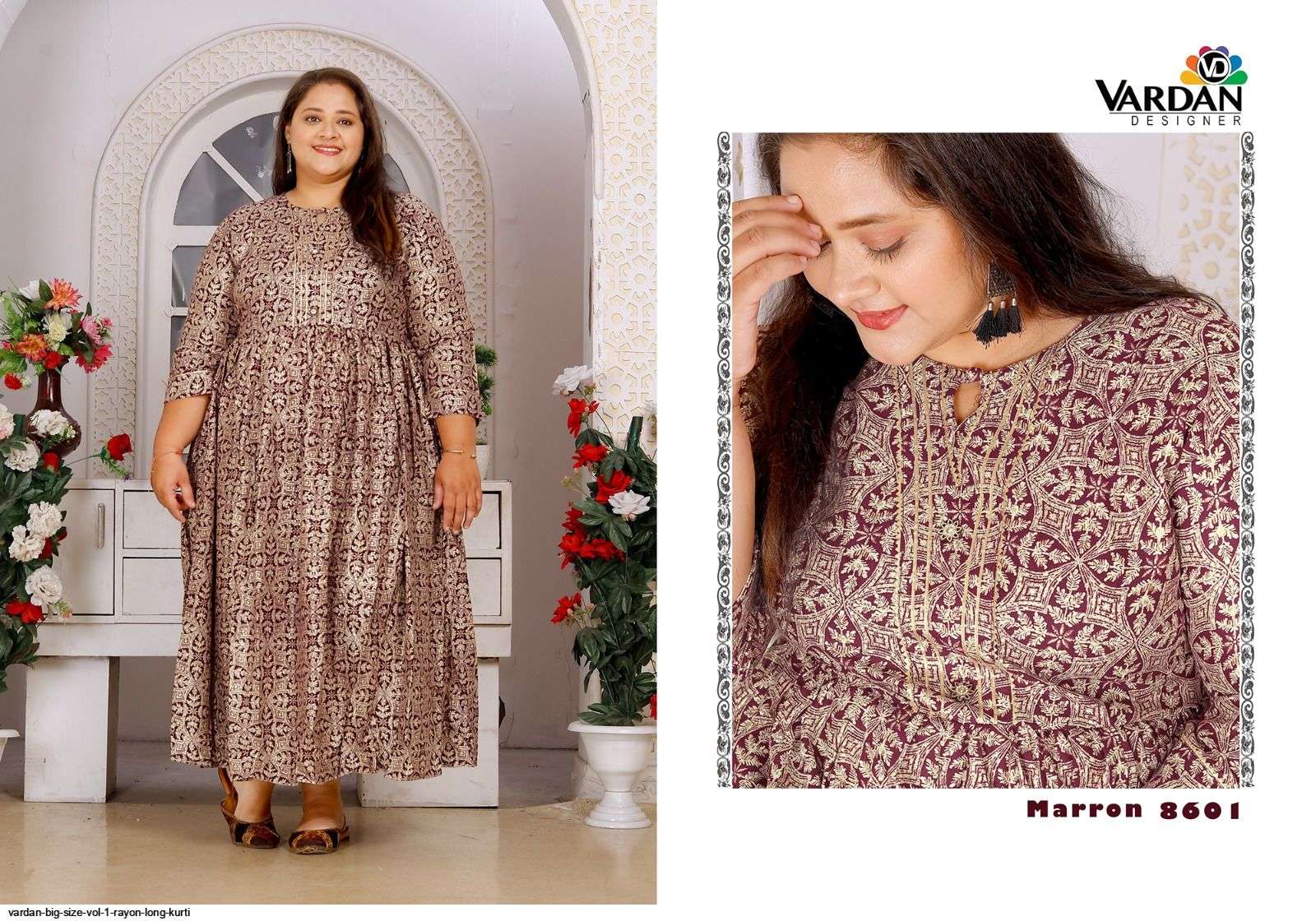 Big Size Vol-1 By Vardan Designer 8601 To 8604 Series Beautiful Stylish Fancy Colorful Casual Wear & Ethnic Wear Rayon Print Kurtis At Wholesale Price