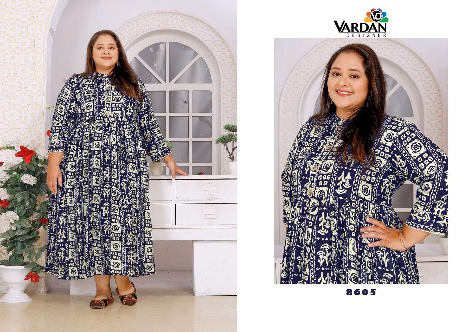 Big Size Vol-2 By Vardan Designer 8605 To 8606 Series Beautiful Stylish Fancy Colorful Casual Wear & Ethnic Wear Rayon Print Kurtis At Wholesale Price