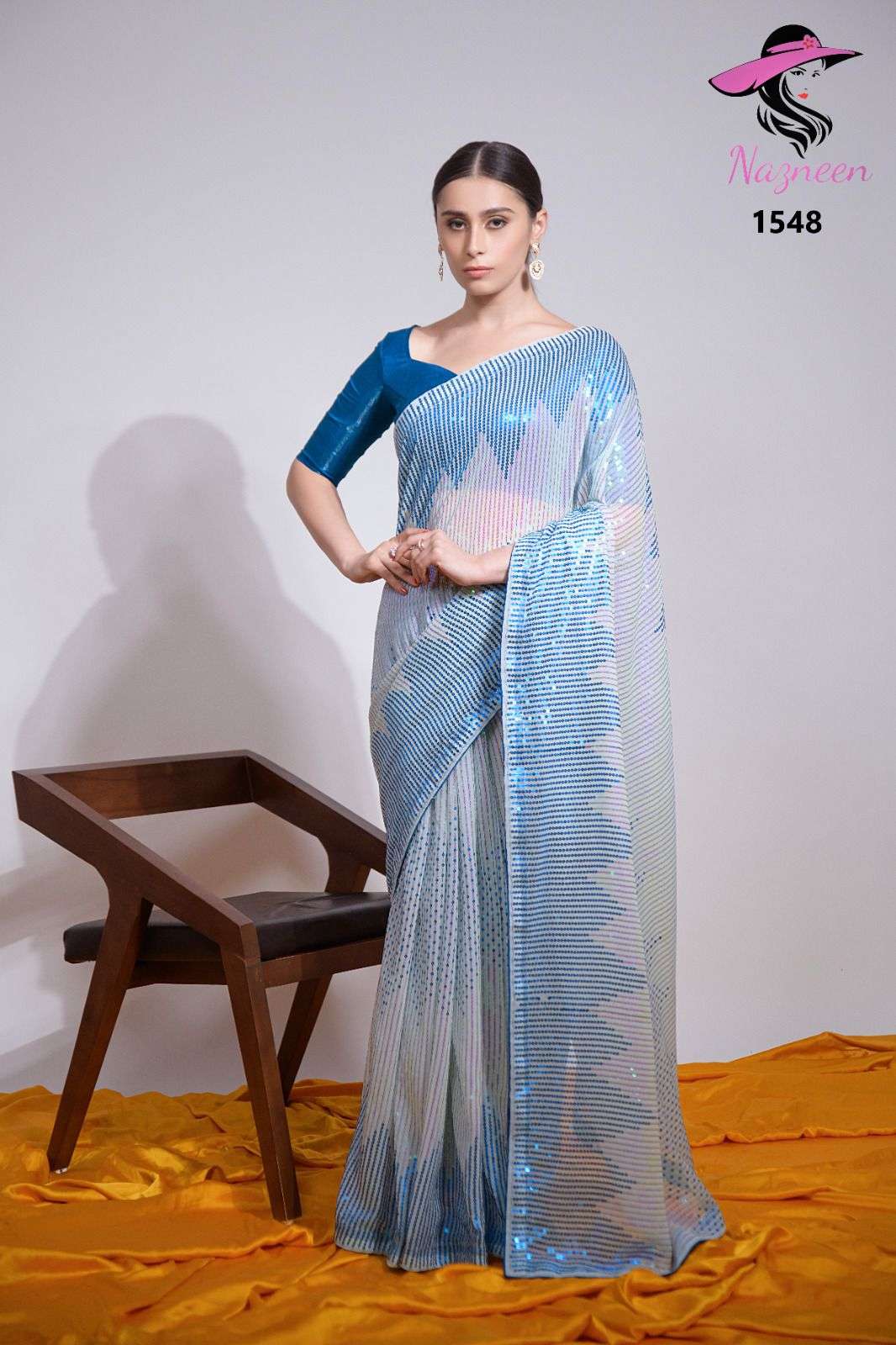 Amulya By Nazneen 1548 To 1551 Series Indian Traditional Wear Collection Beautiful Stylish Fancy Colorful Party Wear & Occasional Wear Heavy Georgette Sarees At Wholesale Price