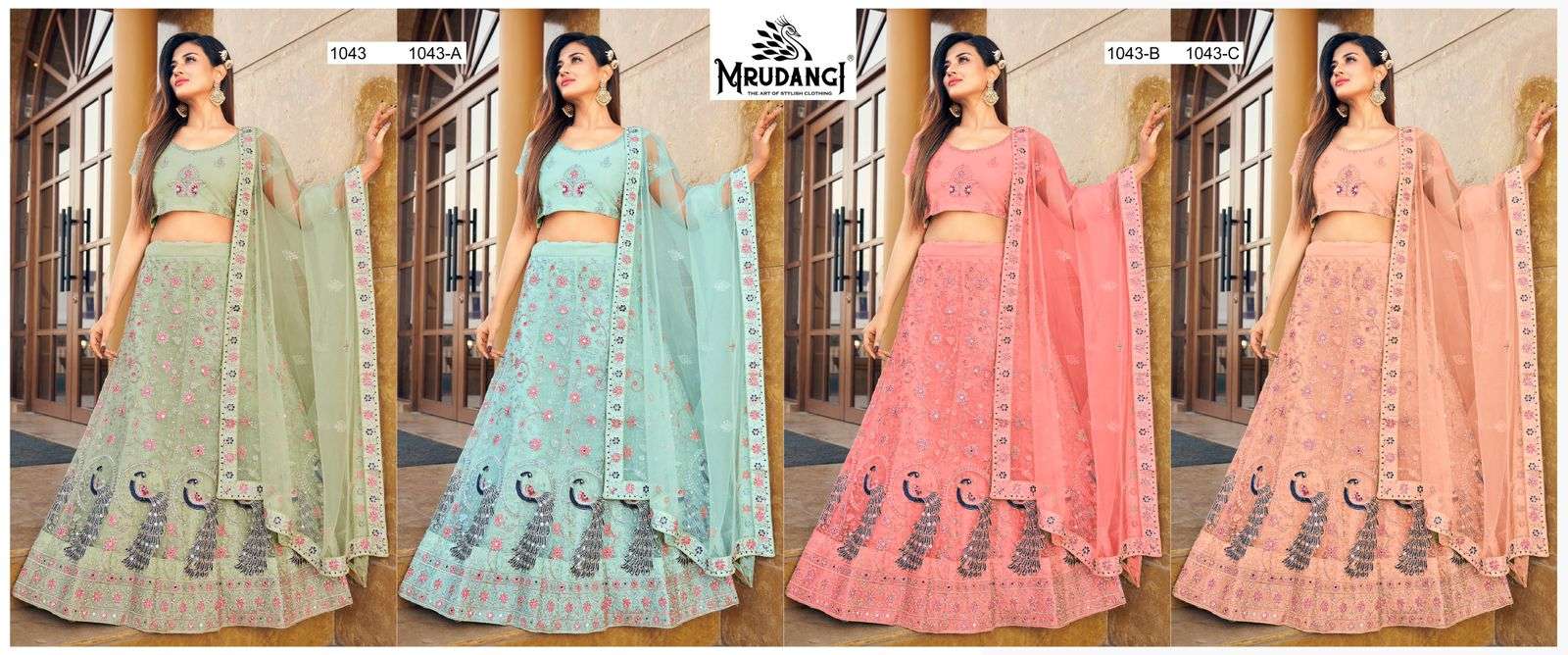 Madhurya 1043 Colours By Mrudangi 1043 To 1043-C Series Bridal Wear Collection Beautiful Stylish Colorful Fancy Party Wear & Occasional Wear Silk Lehengas At Wholesale Price