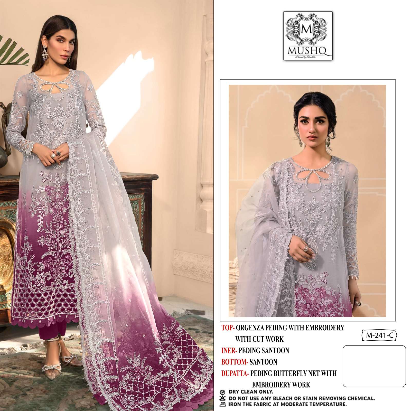 Mushq Hit Design 241 Colours By Mushq 241-A To 241-D Series Beautiful Winter Collection Pakistani Suits Stylish Fancy Colorful Casual Wear & Ethnic Wear Organza Embroidery Dresses At Wholesale Price