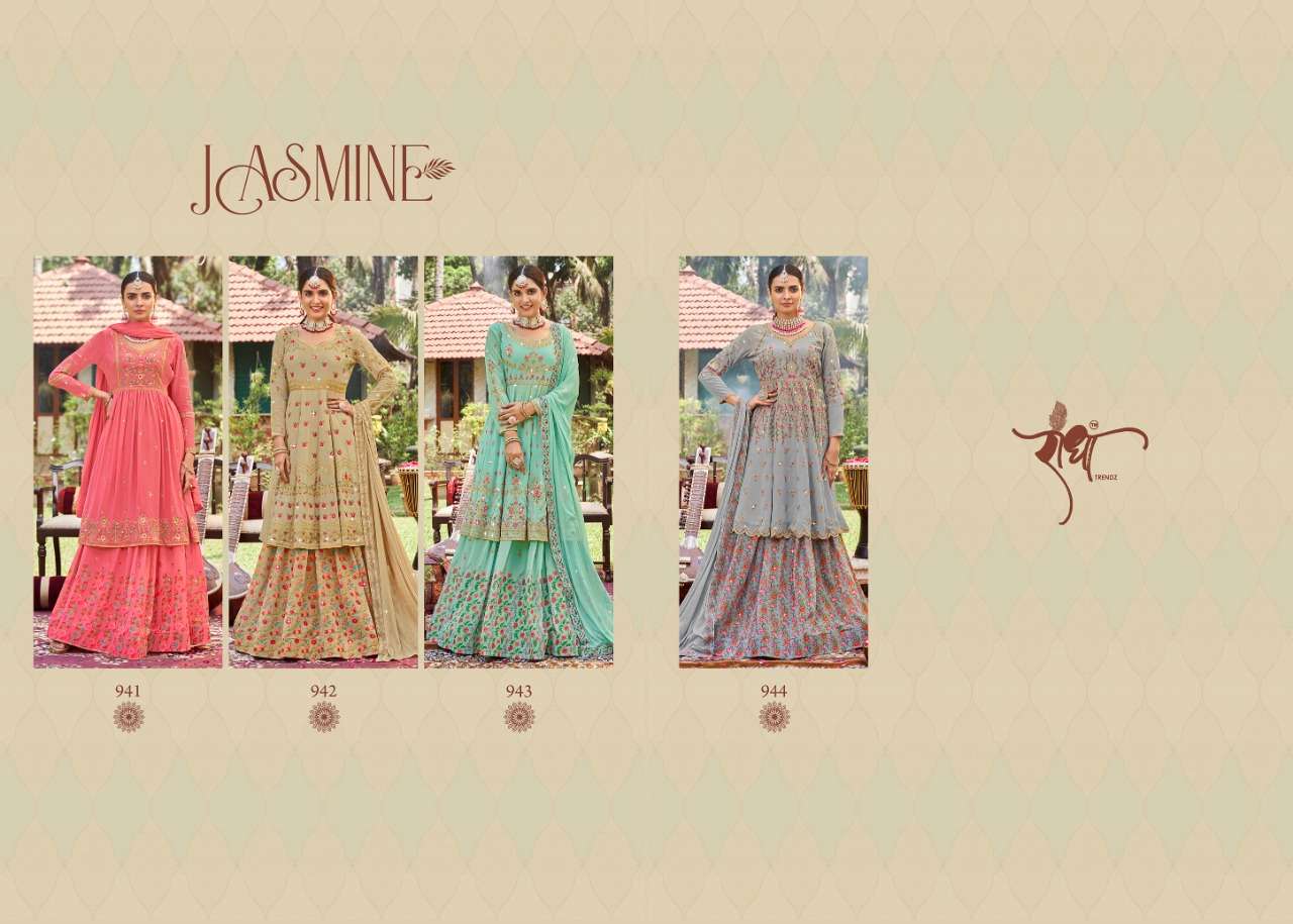 Jasmine By Radha Trendz 941 To 944 Series Beautiful Stylish Sharara Suits Fancy Colorful Casual Wear & Ethnic Wear & Ready To Wear Georgette Dresses At Wholesale Price
