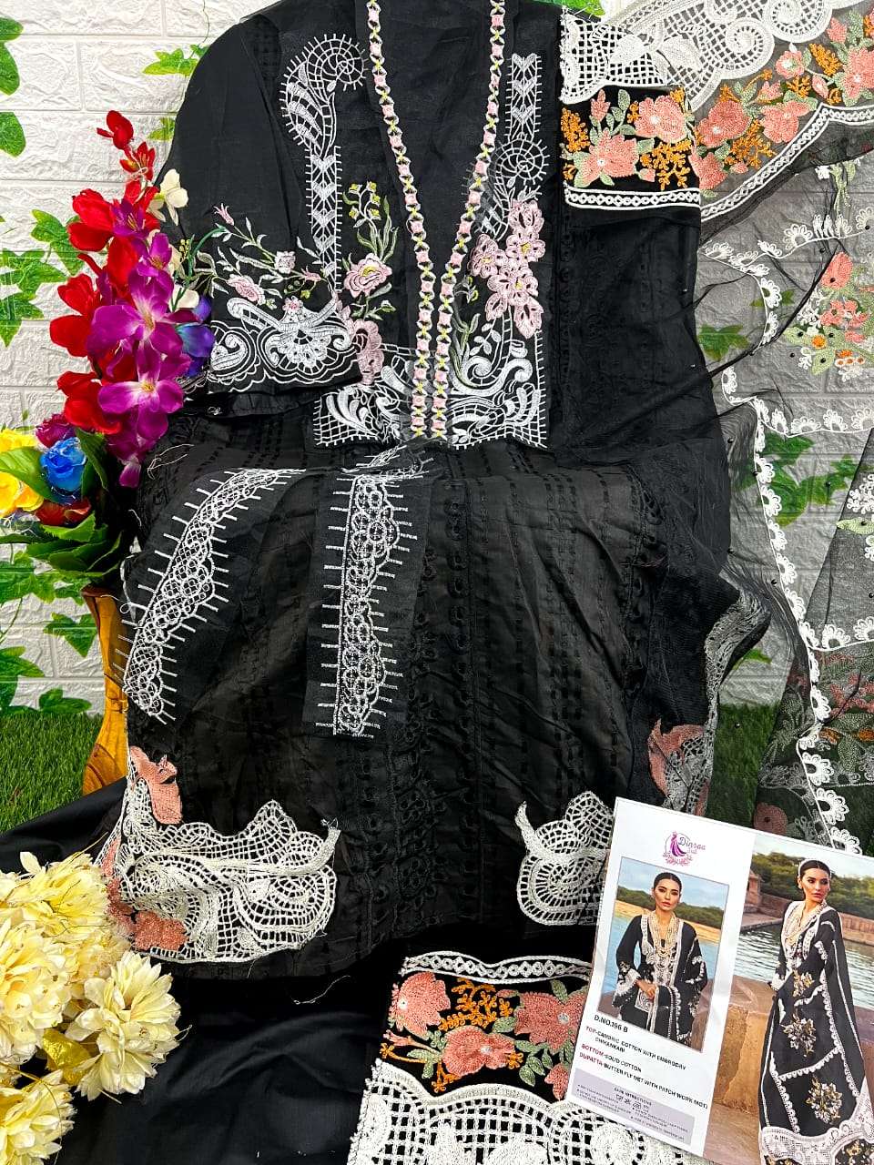 Dinsaa Hit Design 196 Colours By Dinsaa Suits 196-A To 196-E Series Designer Pakistani Suits Beautiful Fancy Stylish Colorful Party Wear & Occasional Wear Cambric Cotton With Embroidery Dresses At Wholesale Price