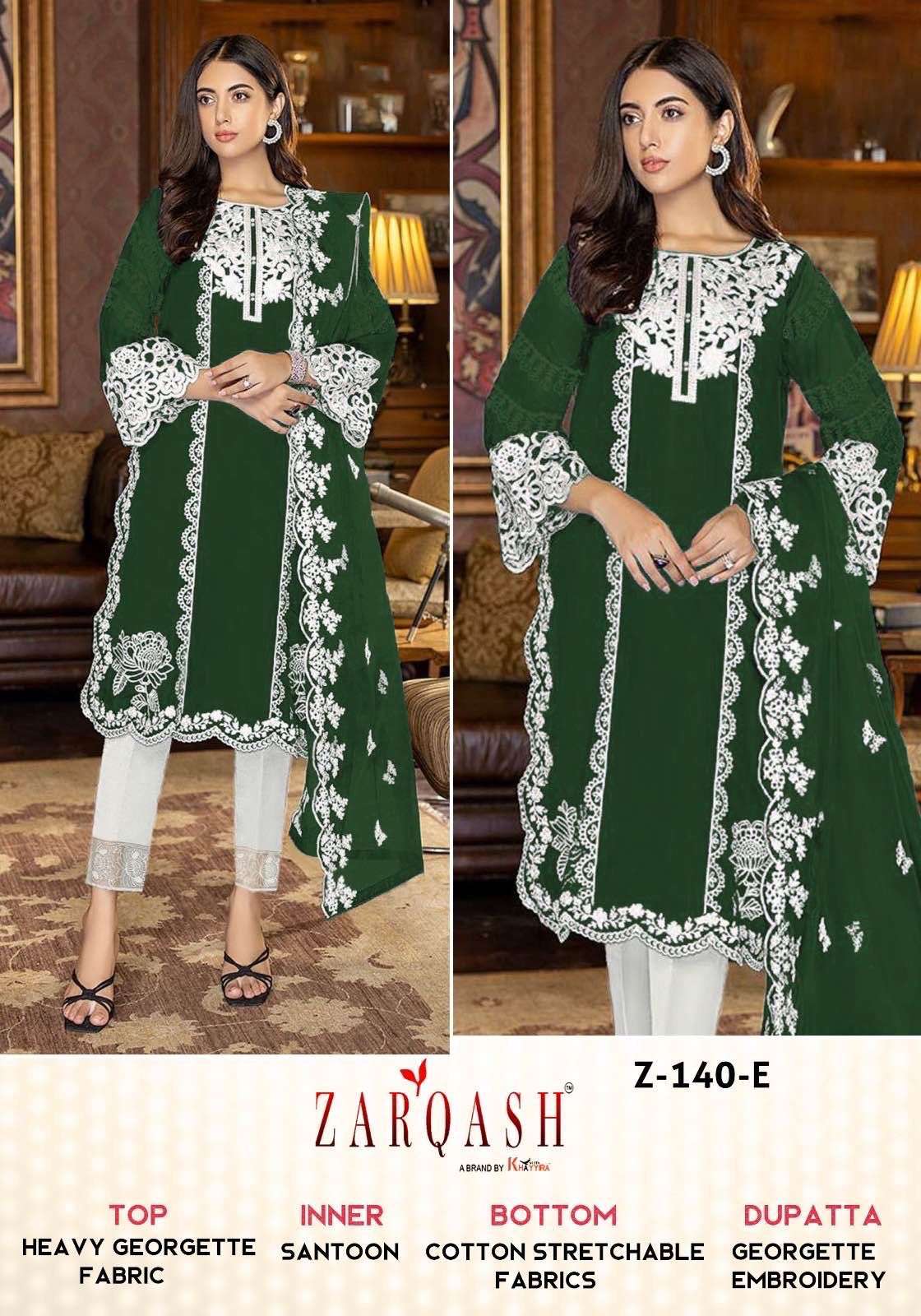 Zarqash Hit Design Z-140 Colours By Zarqash Z-140-A To Z-140-E Series Beautiful Pakistani Suits Colorful Stylish Fancy Casual Wear & Ethnic Wear Heavy Georgette Dresses At Wholesale Price