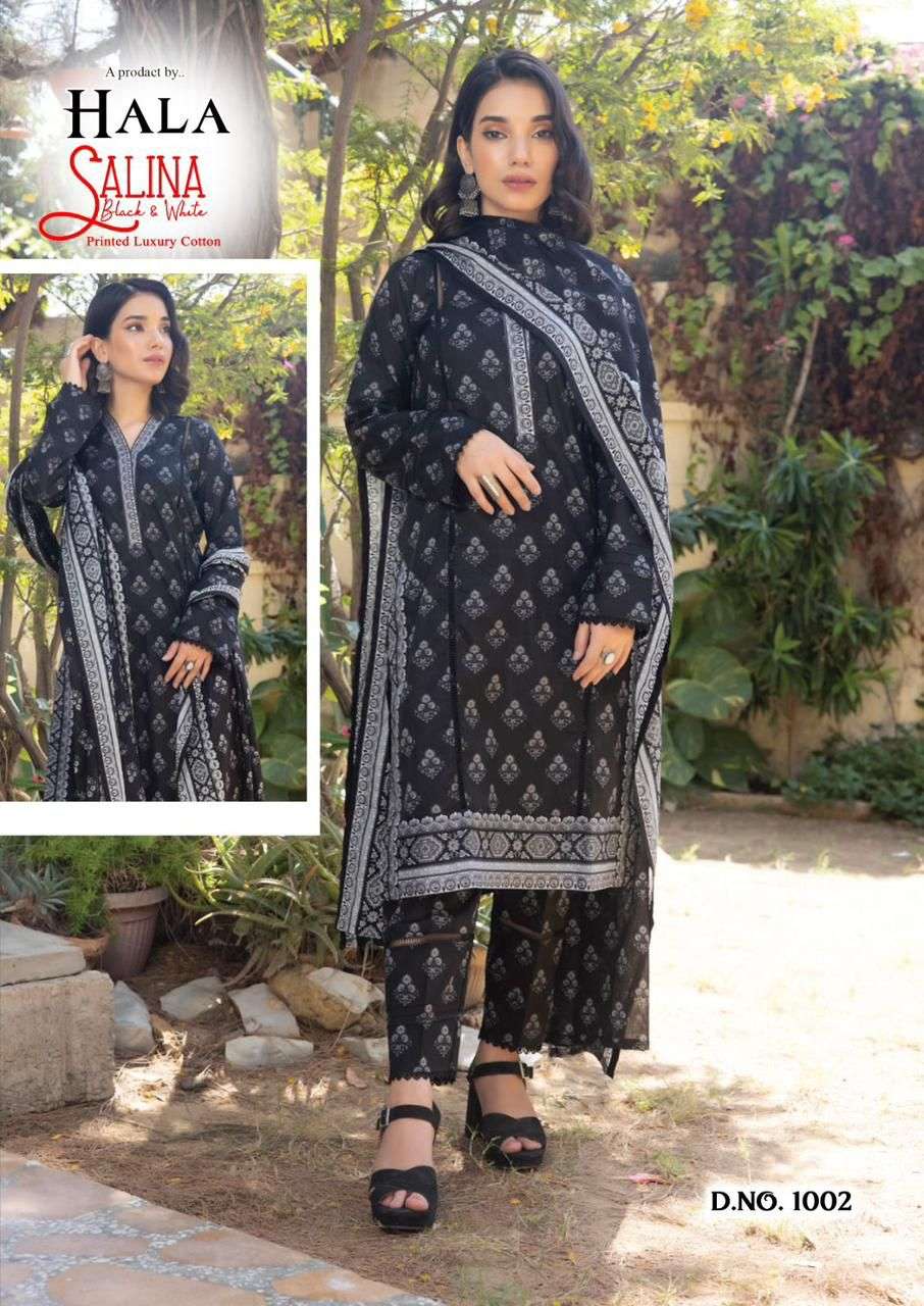 Salina By Hala 1001 To 1006 Series Beautiful Suits Colorful Stylish Fancy Casual Wear & Ethnic Wear Pure Cambric Cotton Dresses At Wholesale Price