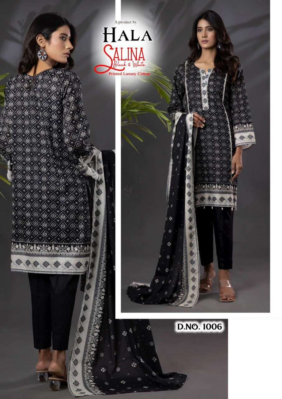 Salina By Hala 1001 To 1006 Series Beautiful Suits Colorful Stylish Fancy Casual Wear & Ethnic Wear Pure Cambric Cotton Dresses At Wholesale Price