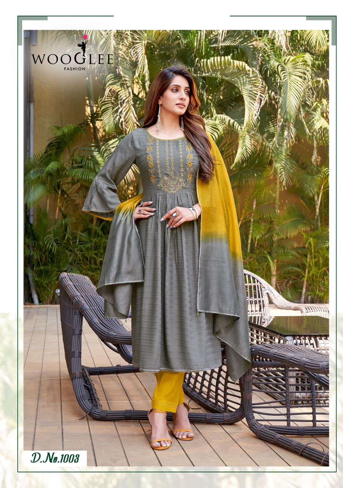 Pritam By Wooglee 1001 To 1006 Series Beautiful Stylish Suits Fancy Colorful Casual Wear & Ethnic Wear & Ready To Wear Rayon With Work Dresses At Wholesale Price