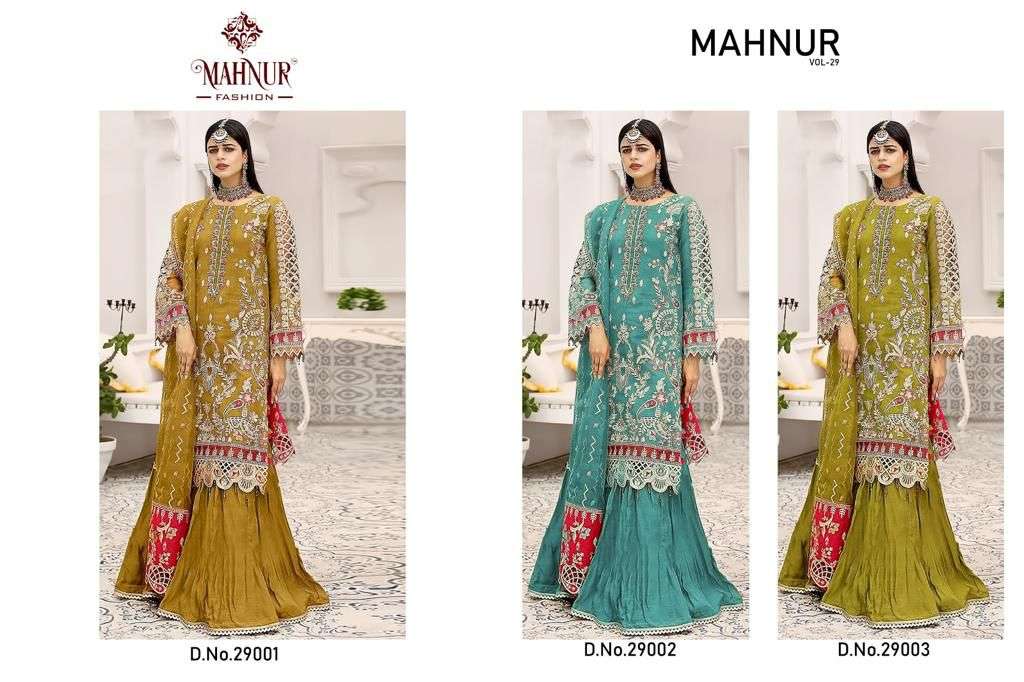 Mahnur Vol-29 By Mahnur Fashion 29001 To 29003 Series Beautiful Collection Pakistani Suits Stylish Fancy Colorful Casual Wear & Ethnic Wear Organza Dresses At Wholesale Price