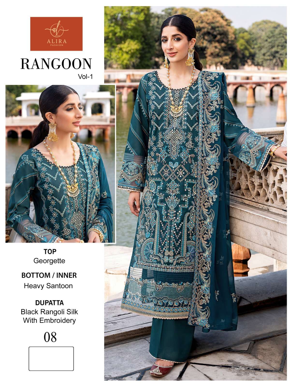 Rangoon Vol-1 By Alira 07 To 08 Series Beautiful Pakistani Suits Colorful Stylish Fancy Casual Wear & Ethnic Wear Georgette Embroidered Dresses At Wholesale Price