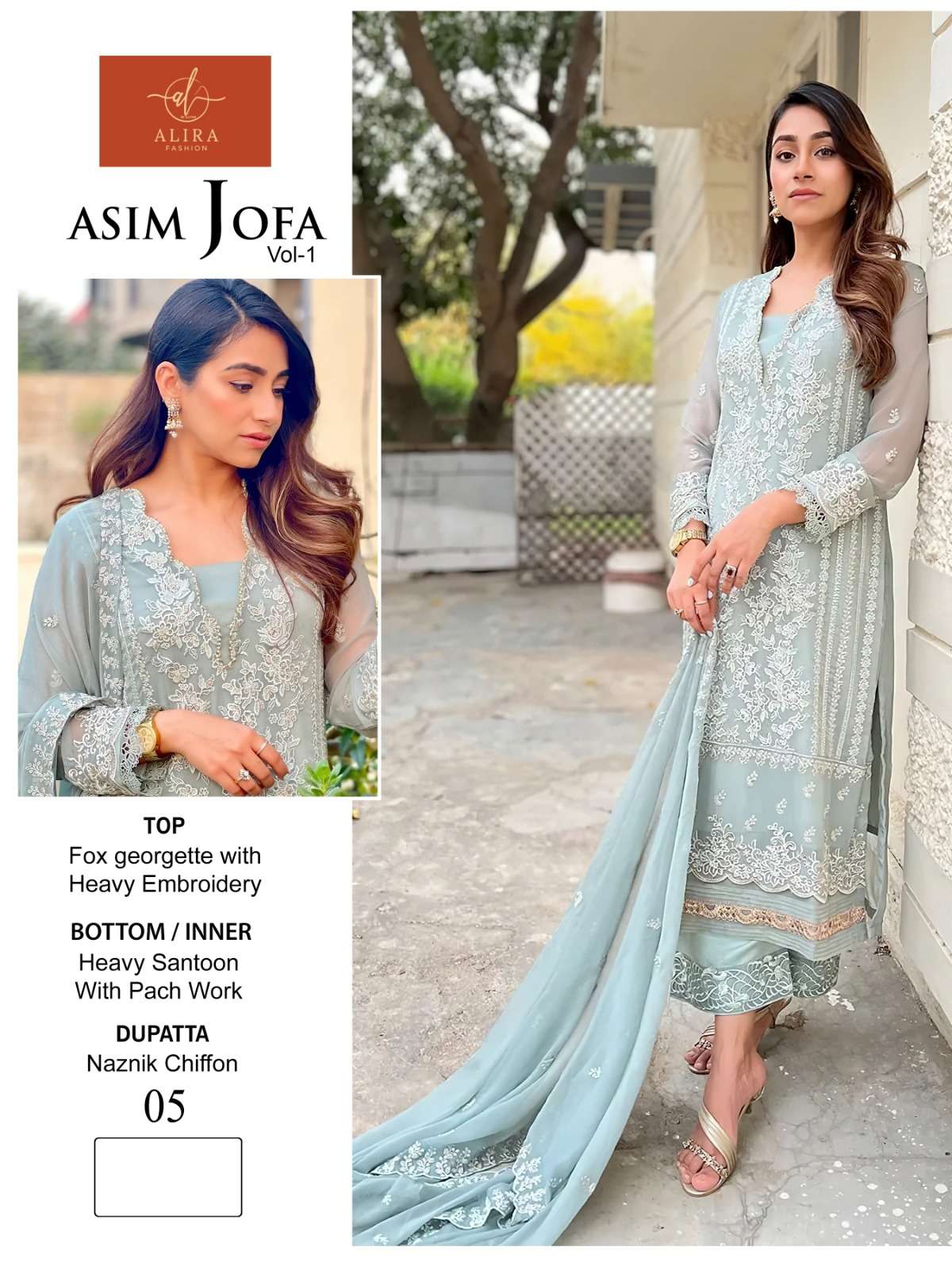 Asim Jofa Vol-1 By Alira 04 To 06 Series Beautiful Pakistani Suits Colorful Stylish Fancy Casual Wear & Ethnic Wear Faux Georgette Embroidered Dresses At Wholesale Price