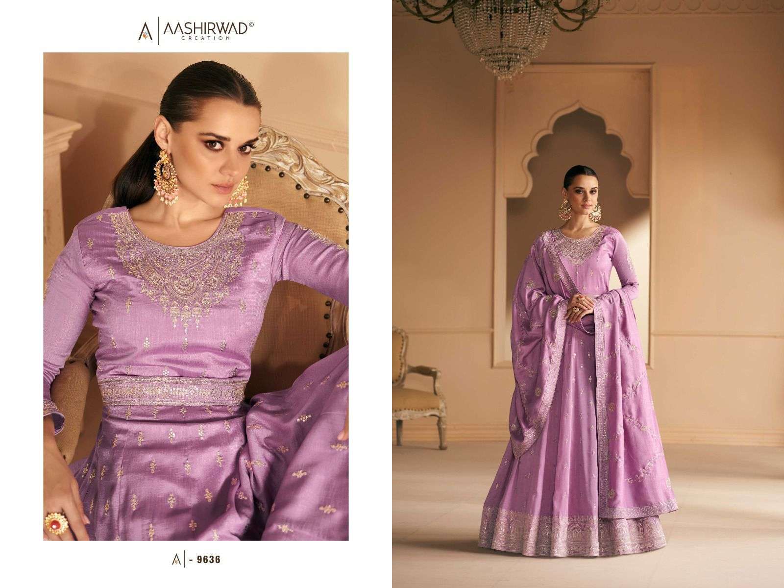 Safar By Aashirwad Creation 9636 To 9640 Series Beautiful Stylish Fancy Colorful Casual Wear & Ethnic Wear Premium Silk Gowns With Dupatta At Wholesale Price