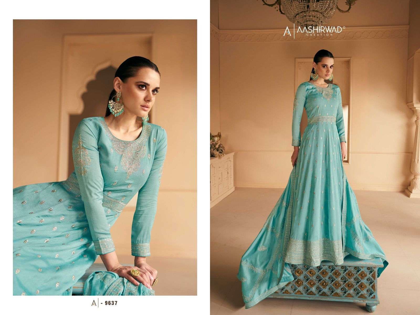 Safar By Aashirwad Creation 9636 To 9640 Series Beautiful Stylish Fancy Colorful Casual Wear & Ethnic Wear Premium Silk Gowns With Dupatta At Wholesale Price