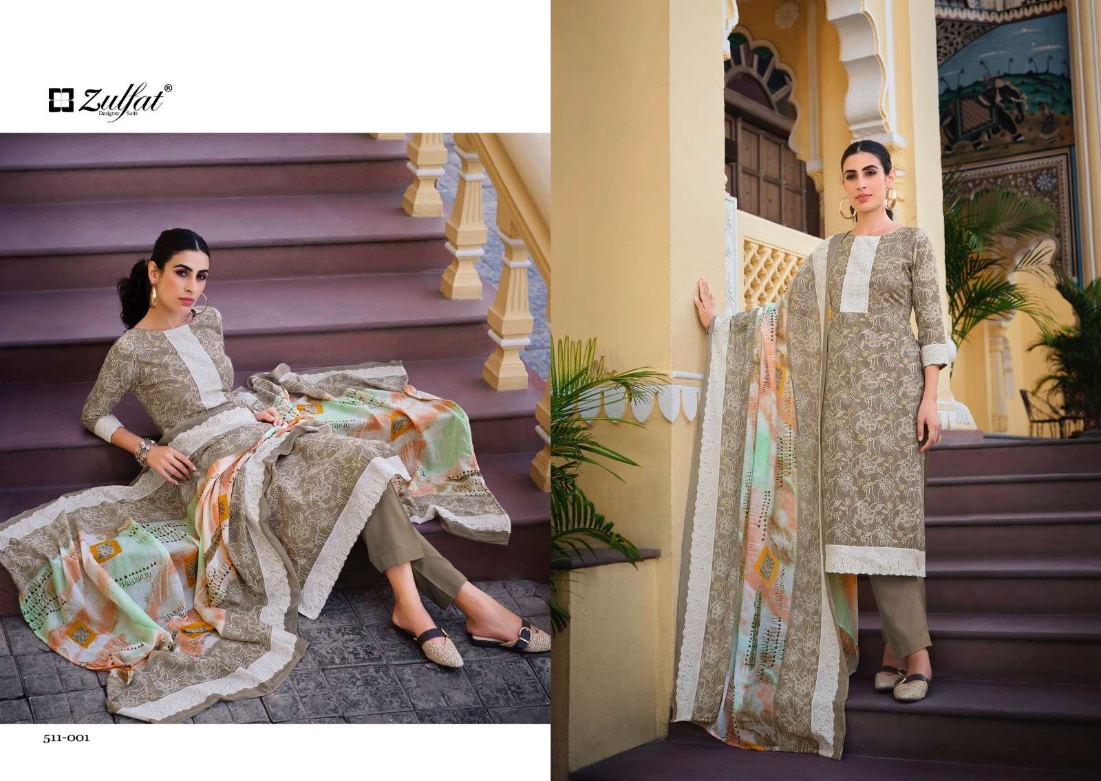 Biba By Zulfat 511-001 To 511-010 Series Beautiful Stylish Festive Suits Fancy Colorful Casual Wear & Ethnic Wear & Ready To Wear Pure Cotton Print Dresses At Wholesale Price