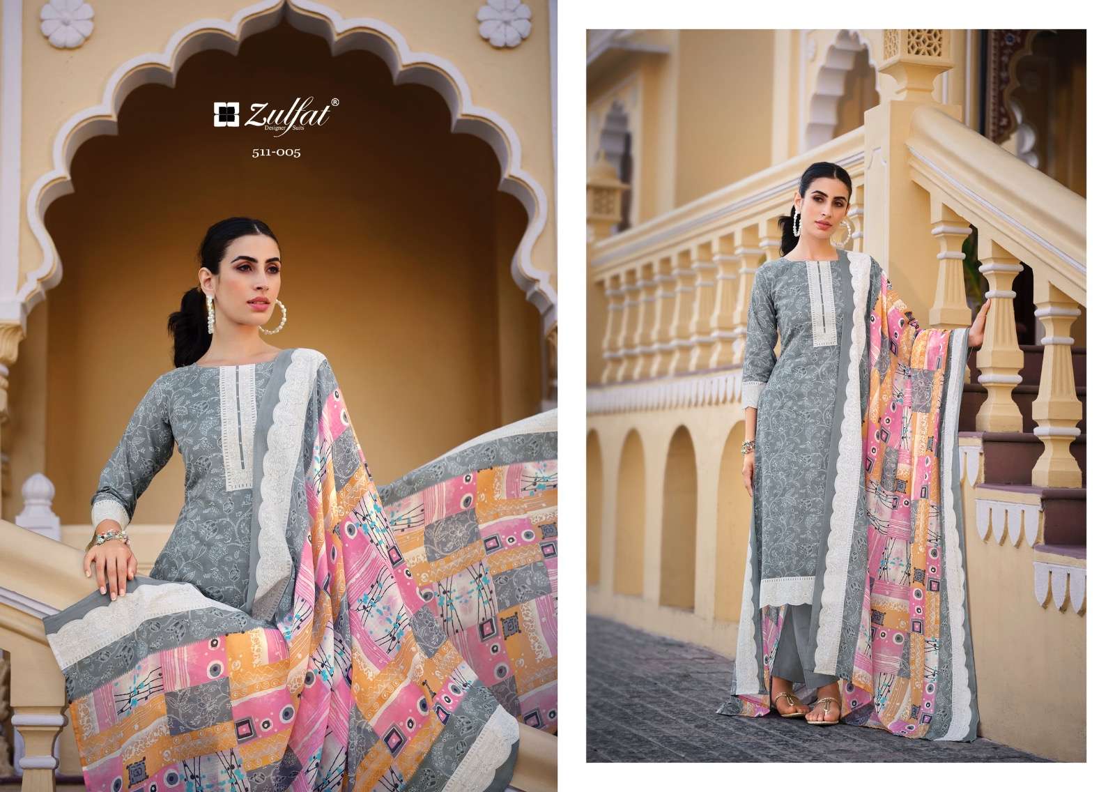 Biba By Zulfat 511-001 To 511-010 Series Beautiful Stylish Festive Suits Fancy Colorful Casual Wear & Ethnic Wear & Ready To Wear Pure Cotton Print Dresses At Wholesale Price