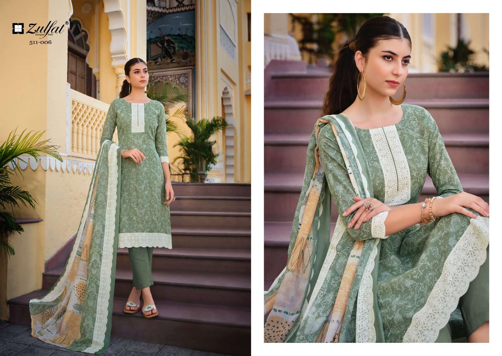 Biba By Zulfat 511-001 To 511-010 Series Beautiful Stylish Festive Suits Fancy Colorful Casual Wear & Ethnic Wear & Ready To Wear Pure Cotton Print Dresses At Wholesale Price