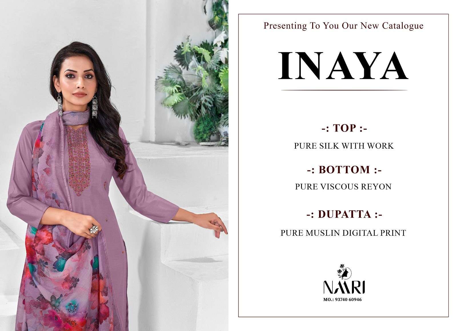 Inaya By Naari 9401 To 9404 Series Beautiful Stylish Festive Suits Fancy Colorful Casual Wear & Ethnic Wear & Ready To Wear Pure Silk Print Dresses At Wholesale Price