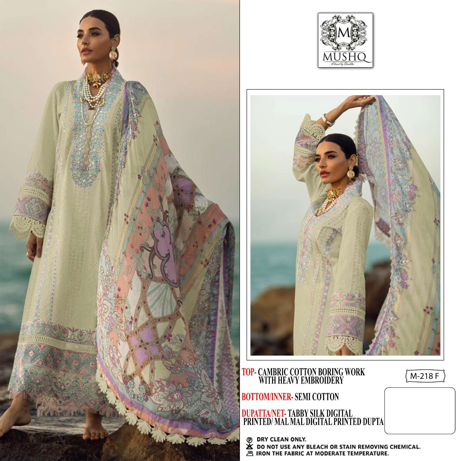 Mushq Hit Design 218 Colours By Mushq 218-A To 218-F Series Beautiful Pakistani Suits Colorful Stylish Fancy Casual Wear Pure Cotton Embroidered Dresses At Wholesale Price