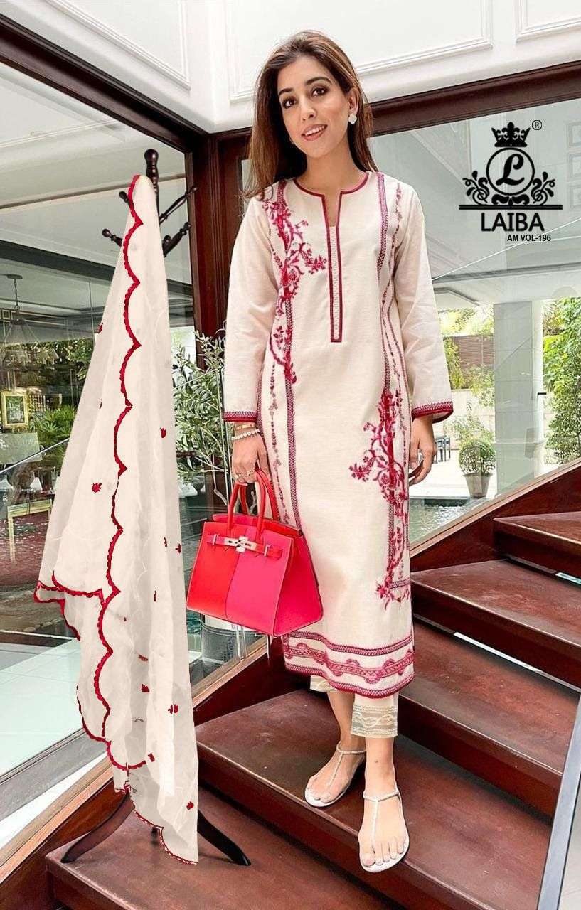 Am Vol-196 By Laiba 196-A To 196-B Series Beautiful Pakistani Suits Stylish Colorful Fancy Casual Wear & Ethnic Wear Pure Organza Embroidered Dresses At Wholesale Price