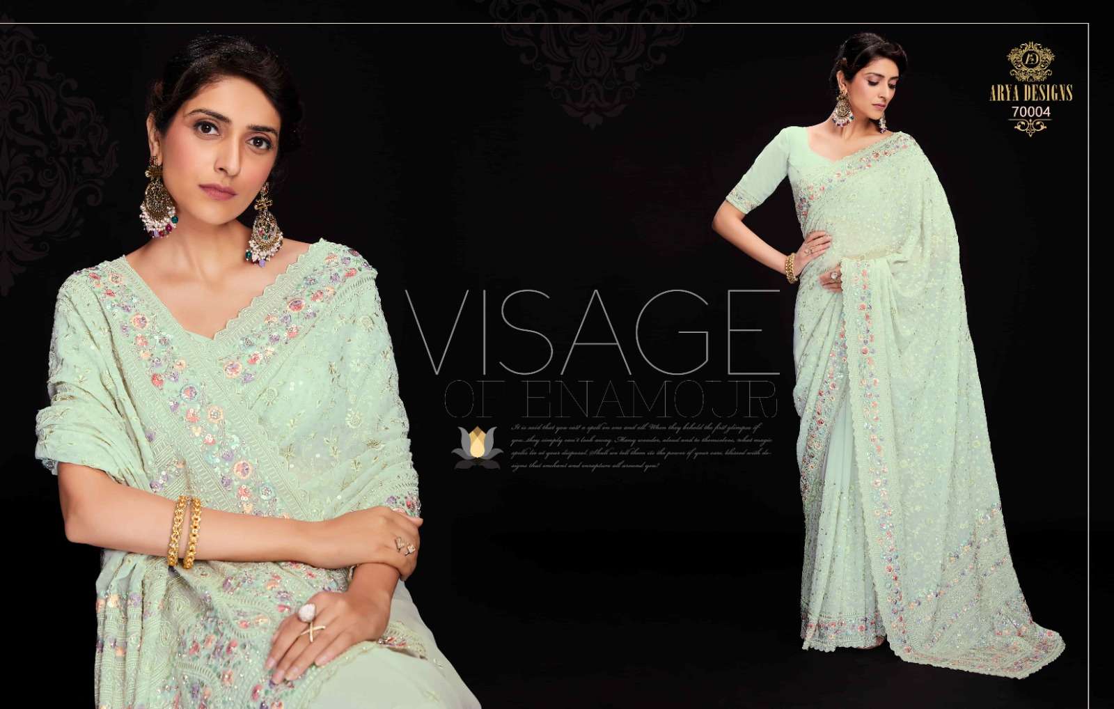 Swarna Vol-6 By Arya Designs 70001 To 70012 Series Indian Traditional Wear Collection Beautiful Stylish Fancy Colorful Party Wear & Occasional Wear Georgette Sarees At Wholesale Price