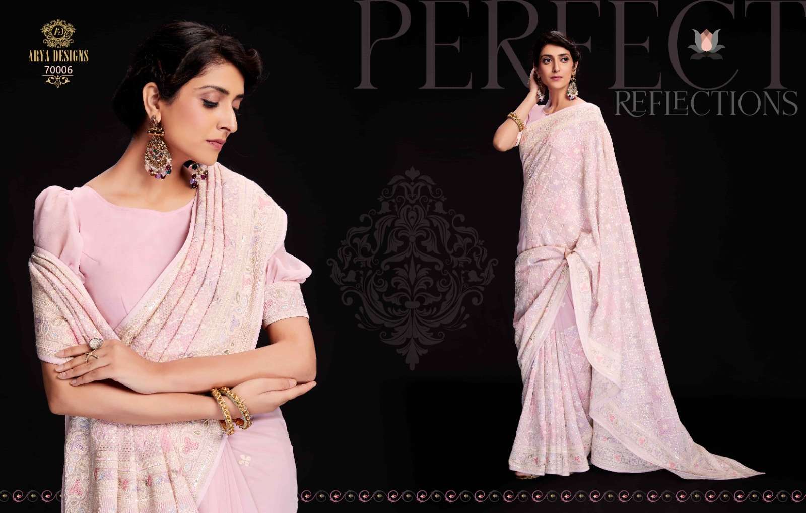 Swarna Vol-6 By Arya Designs 70001 To 70012 Series Indian Traditional Wear Collection Beautiful Stylish Fancy Colorful Party Wear & Occasional Wear Georgette Sarees At Wholesale Price