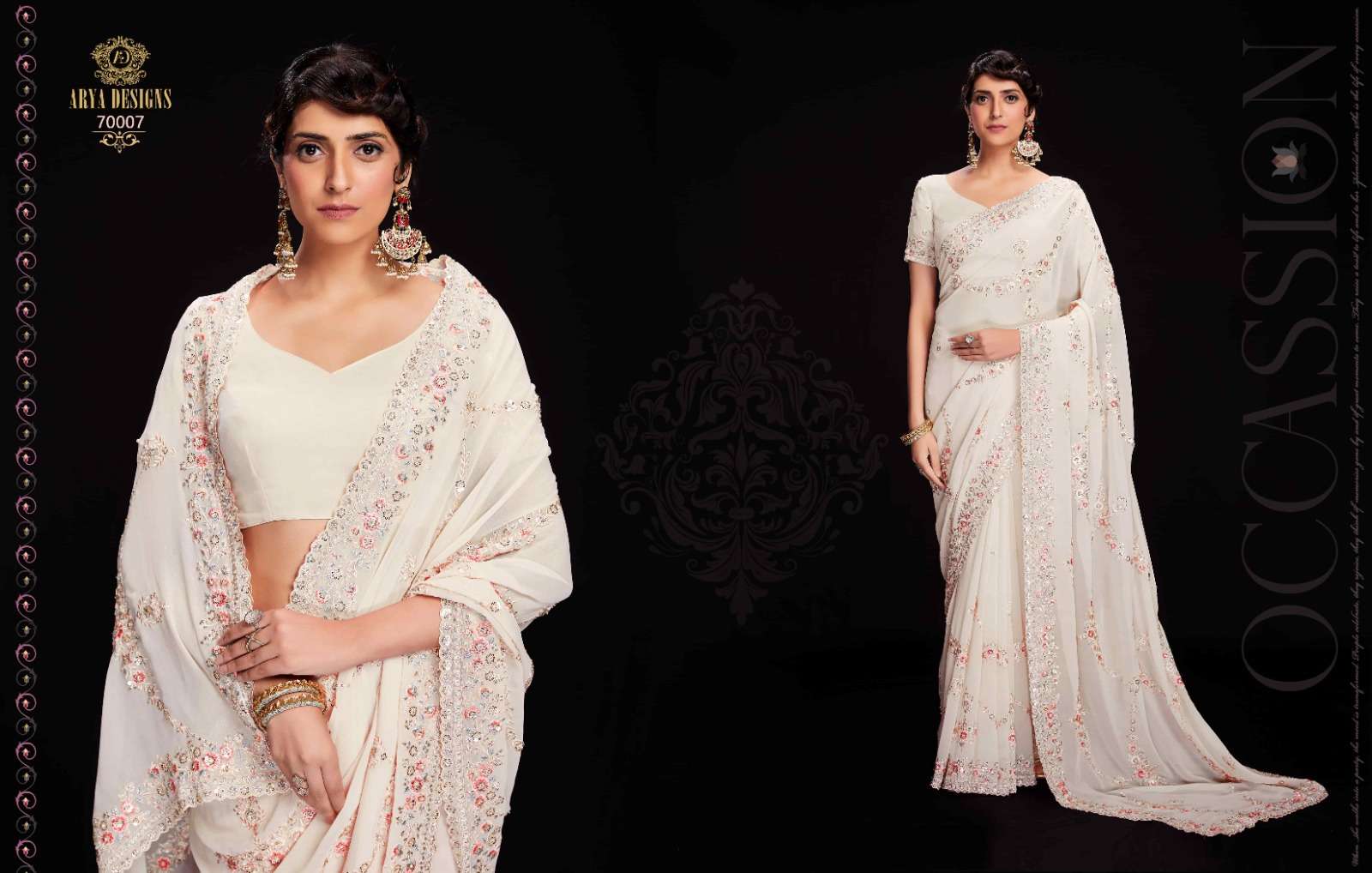 Swarna Vol-6 By Arya Designs 70001 To 70012 Series Indian Traditional Wear Collection Beautiful Stylish Fancy Colorful Party Wear & Occasional Wear Georgette Sarees At Wholesale Price