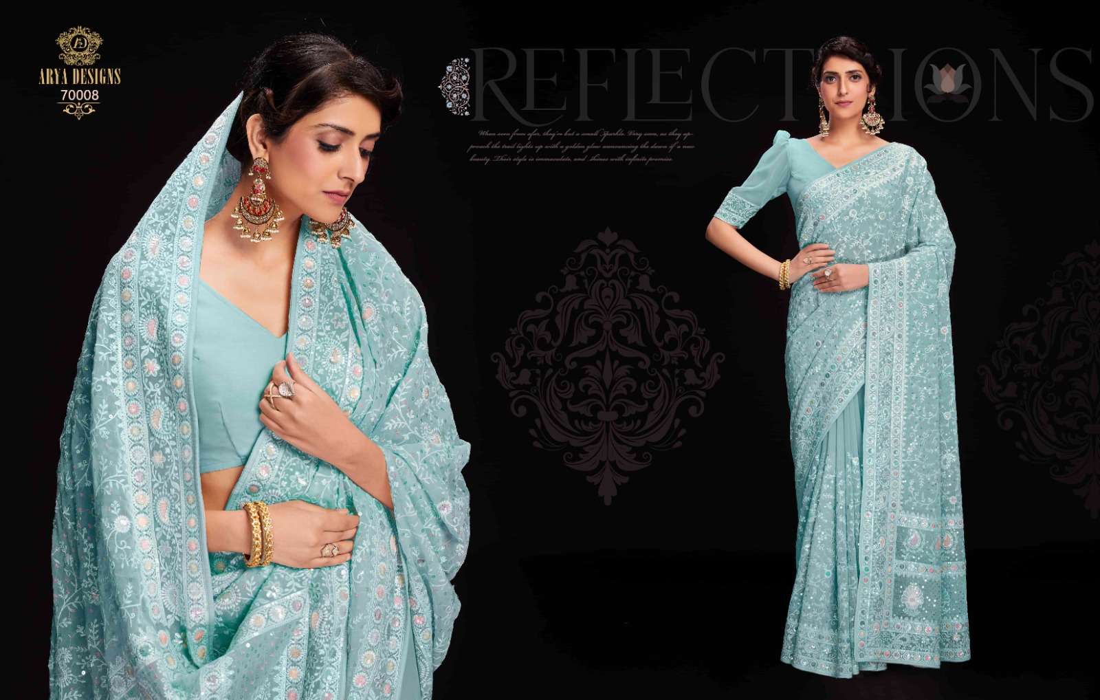 Swarna Vol-6 By Arya Designs 70001 To 70012 Series Indian Traditional Wear Collection Beautiful Stylish Fancy Colorful Party Wear & Occasional Wear Georgette Sarees At Wholesale Price