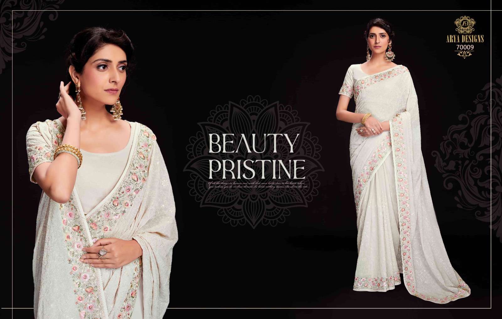 Swarna Vol-6 By Arya Designs 70001 To 70012 Series Indian Traditional Wear Collection Beautiful Stylish Fancy Colorful Party Wear & Occasional Wear Georgette Sarees At Wholesale Price