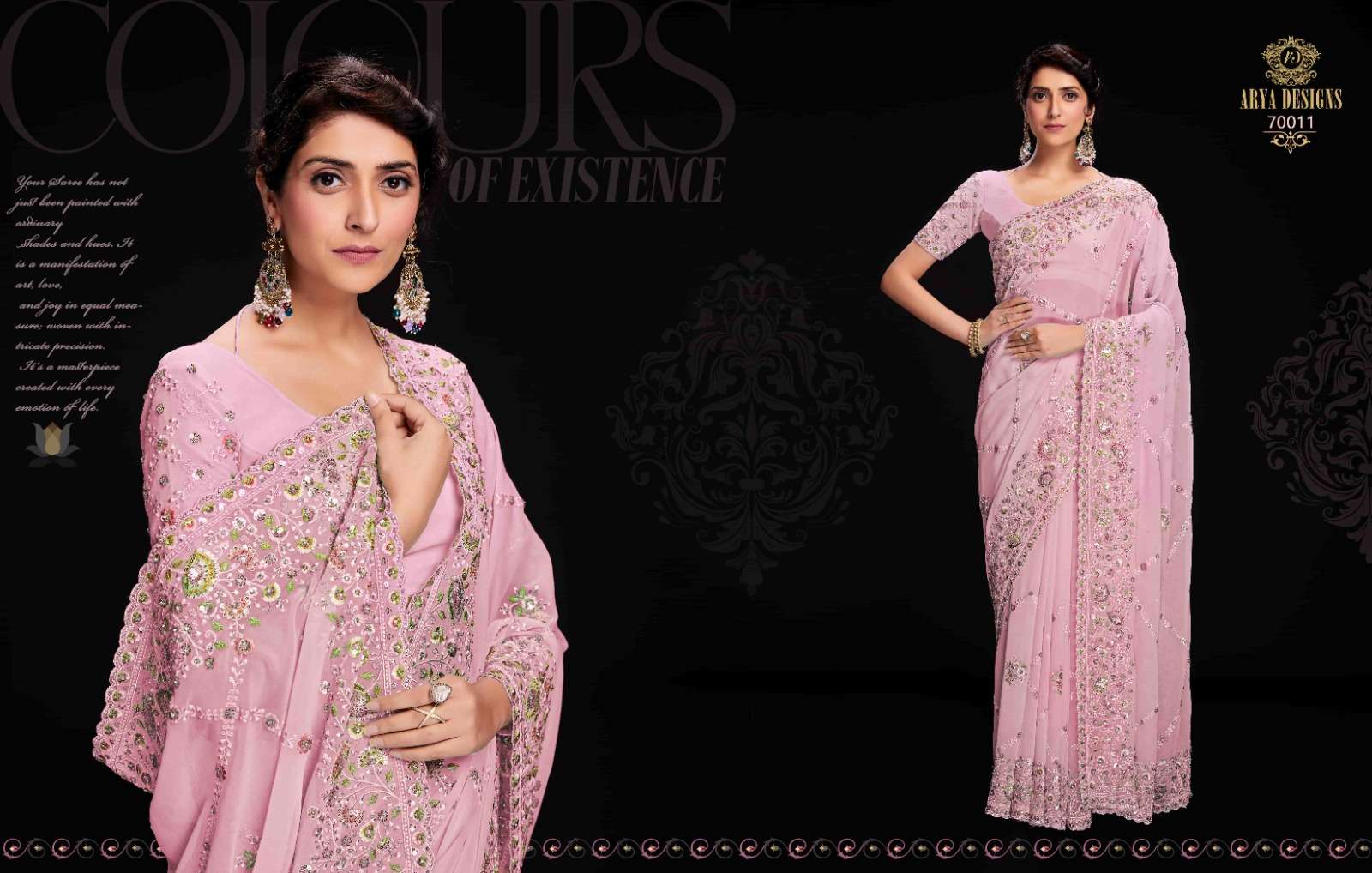 Swarna Vol-6 By Arya Designs 70001 To 70012 Series Indian Traditional Wear Collection Beautiful Stylish Fancy Colorful Party Wear & Occasional Wear Georgette Sarees At Wholesale Price