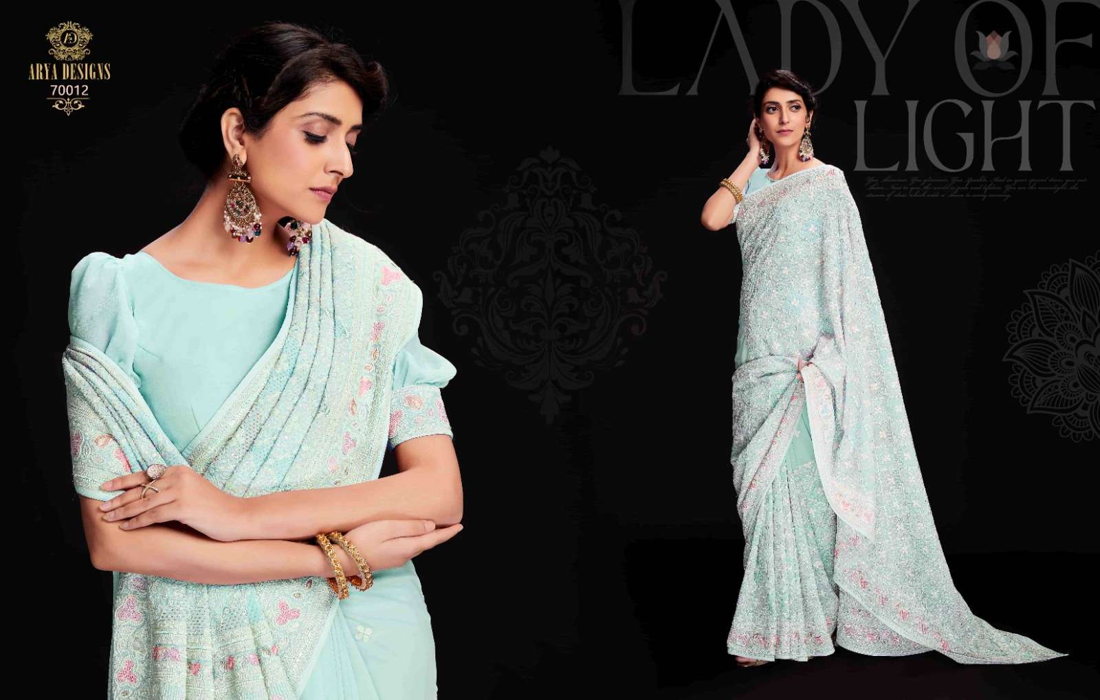 Swarna Vol-6 By Arya Designs 70001 To 70012 Series Indian Traditional Wear Collection Beautiful Stylish Fancy Colorful Party Wear & Occasional Wear Georgette Sarees At Wholesale Price