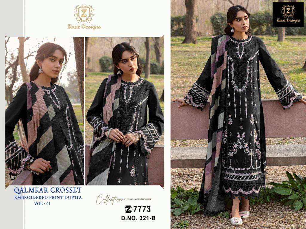 Qalmkar Crosset 321 Colours By Ziaaz Designs Beautiful Pakistani Suits Stylish Colorful Fancy Casual Wear & Ethnic Wear Cotton Embroidered Dresses At Wholesale Price