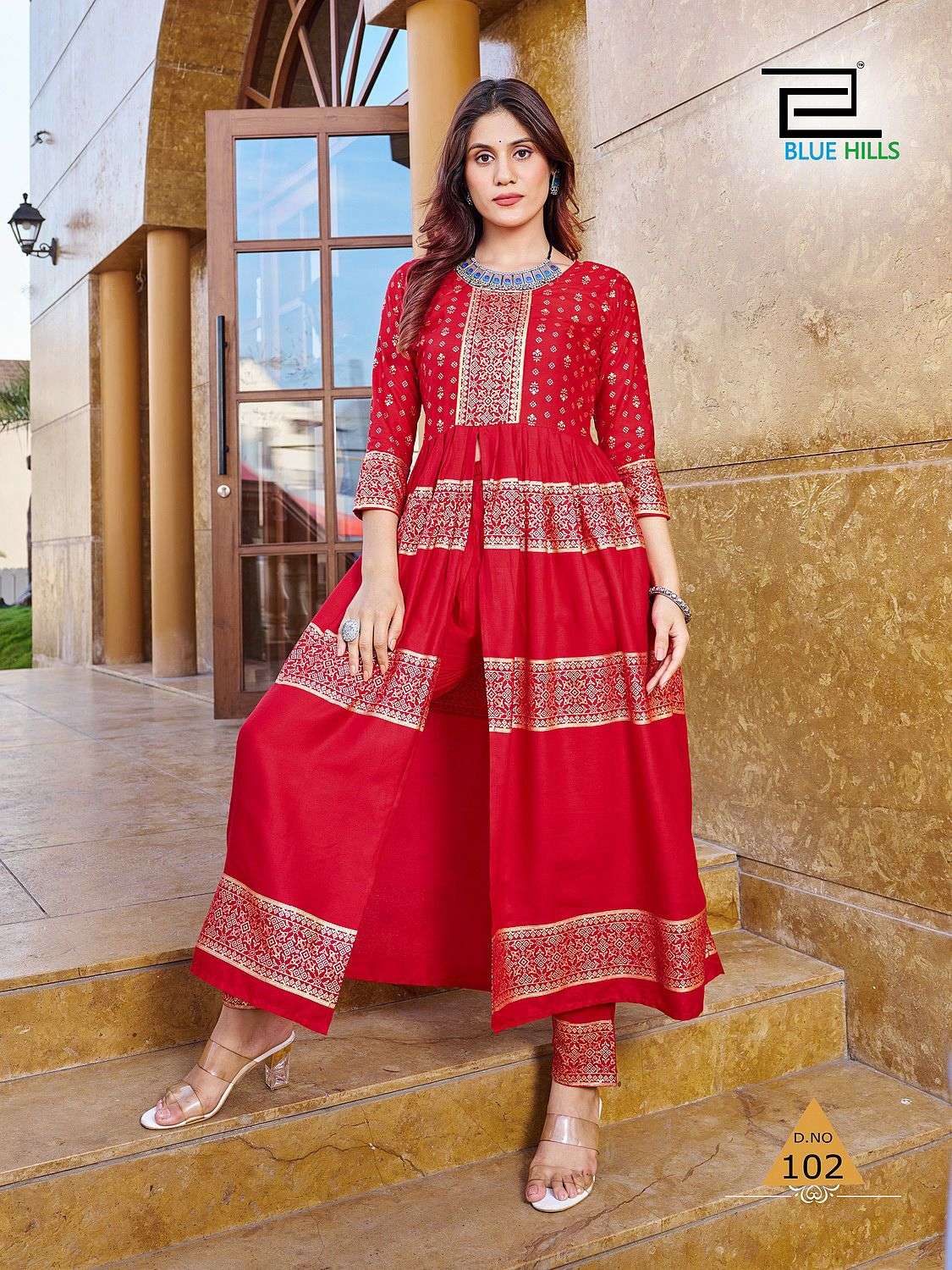 Maharani By Blue Hills 101 To 106 Series Beautiful Stylish Fancy Colorful Casual Wear & Ethnic Wear Rayon Foil Kurtis At Wholesale Price