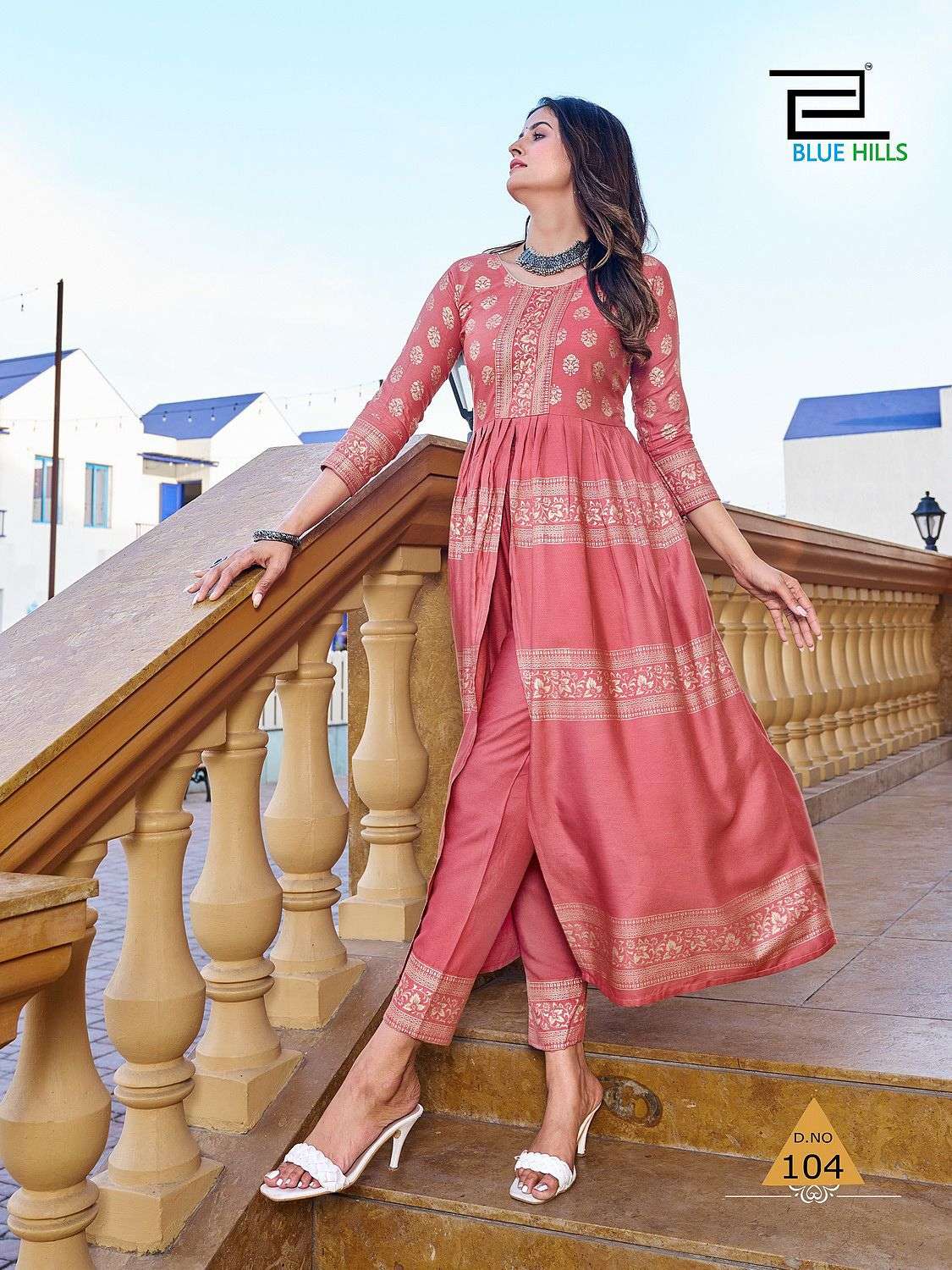 Maharani By Blue Hills 101 To 106 Series Beautiful Stylish Fancy Colorful Casual Wear & Ethnic Wear Rayon Foil Kurtis At Wholesale Price