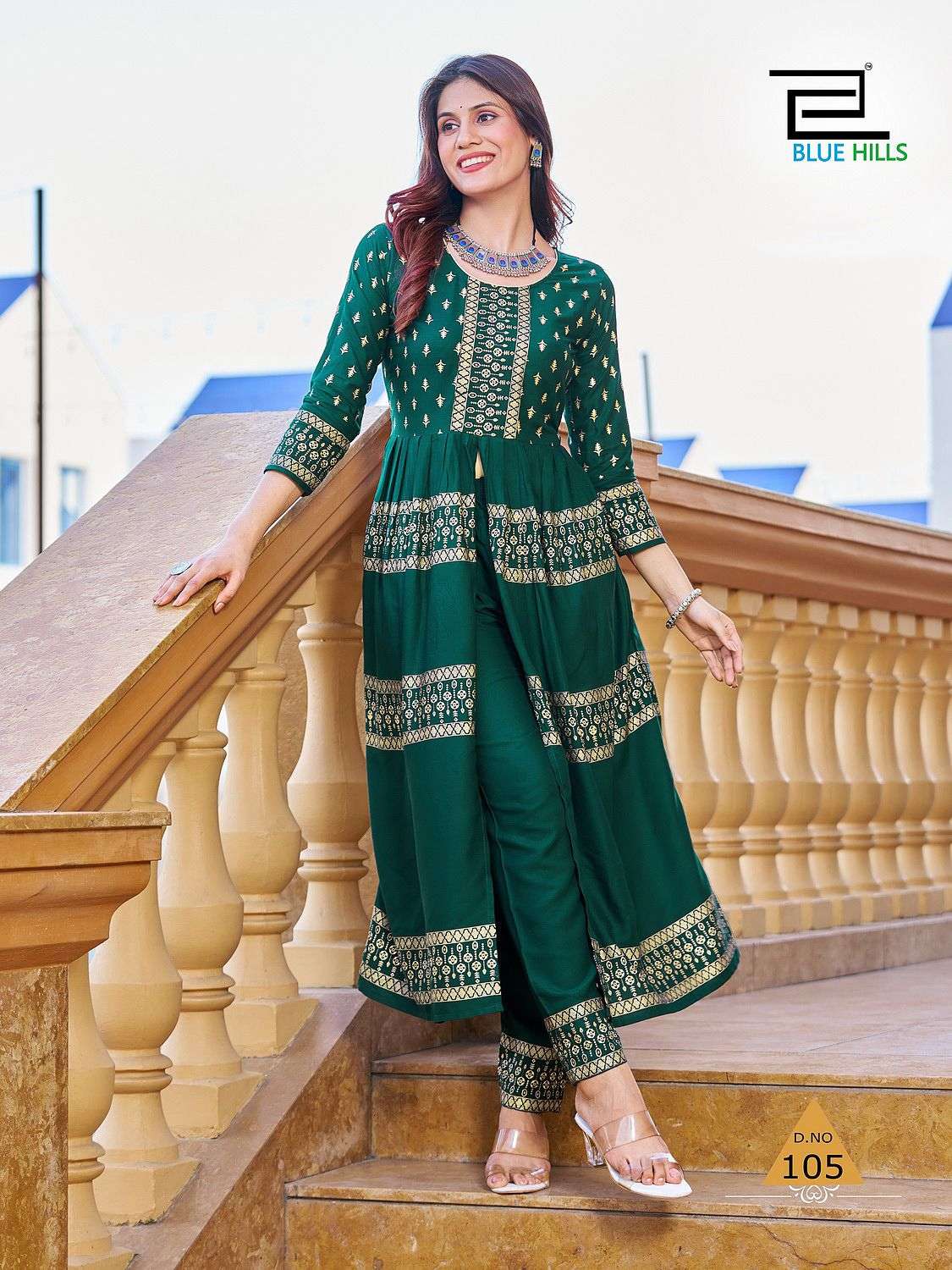 Maharani By Blue Hills 101 To 106 Series Beautiful Stylish Fancy Colorful Casual Wear & Ethnic Wear Rayon Foil Kurtis At Wholesale Price