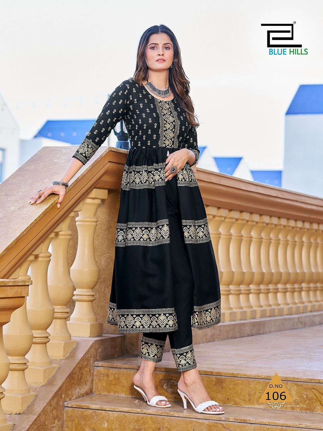 Maharani By Blue Hills 101 To 106 Series Beautiful Stylish Fancy Colorful Casual Wear & Ethnic Wear Rayon Foil Kurtis At Wholesale Price