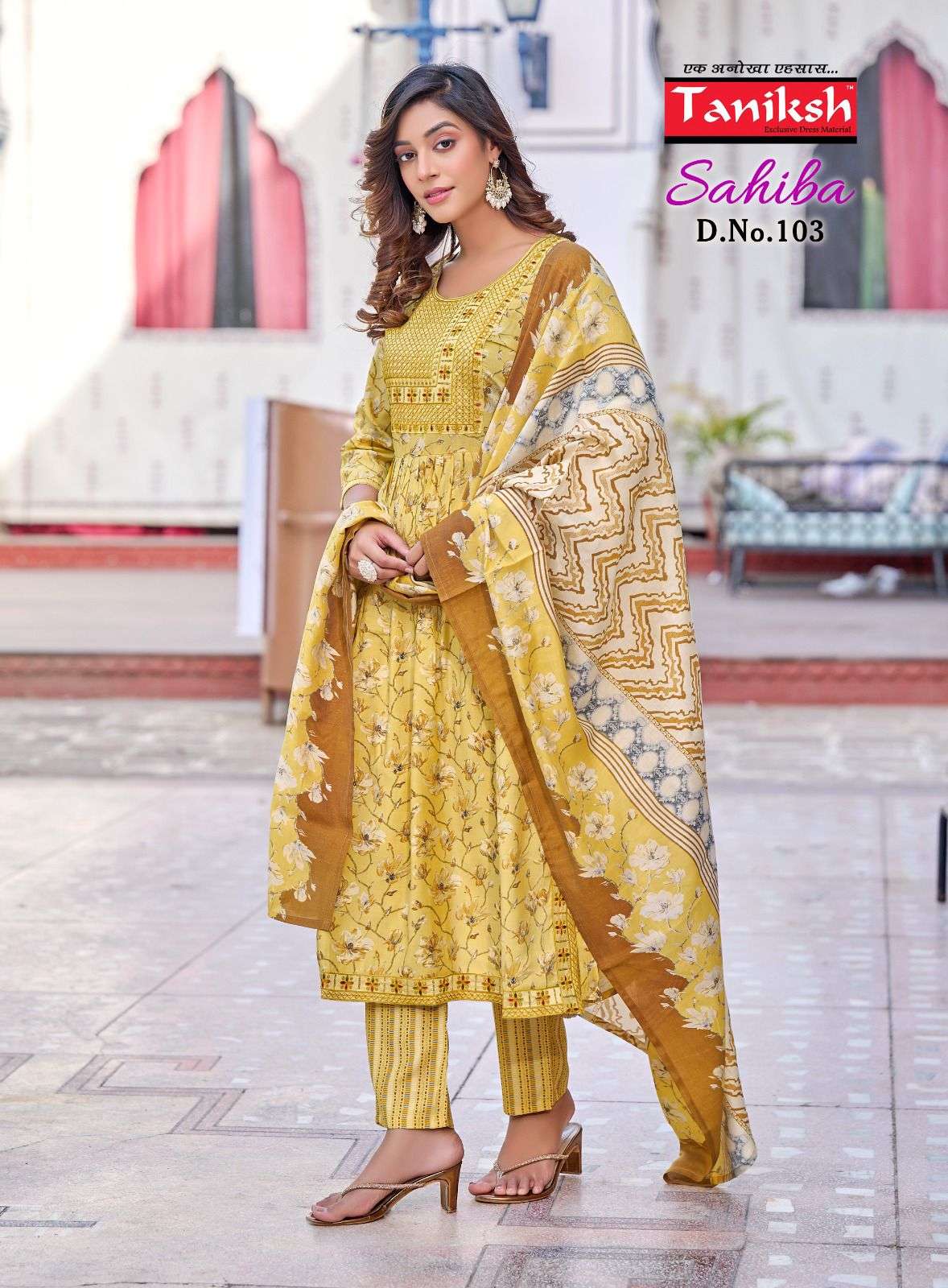 Sahiba By Taniksh 101 To 106 Series Beautiful Stylish Festive Suits Fancy Colorful Casual Wear & Ethnic Wear & Ready To Wear Muslin Print Dresses At Wholesale Price