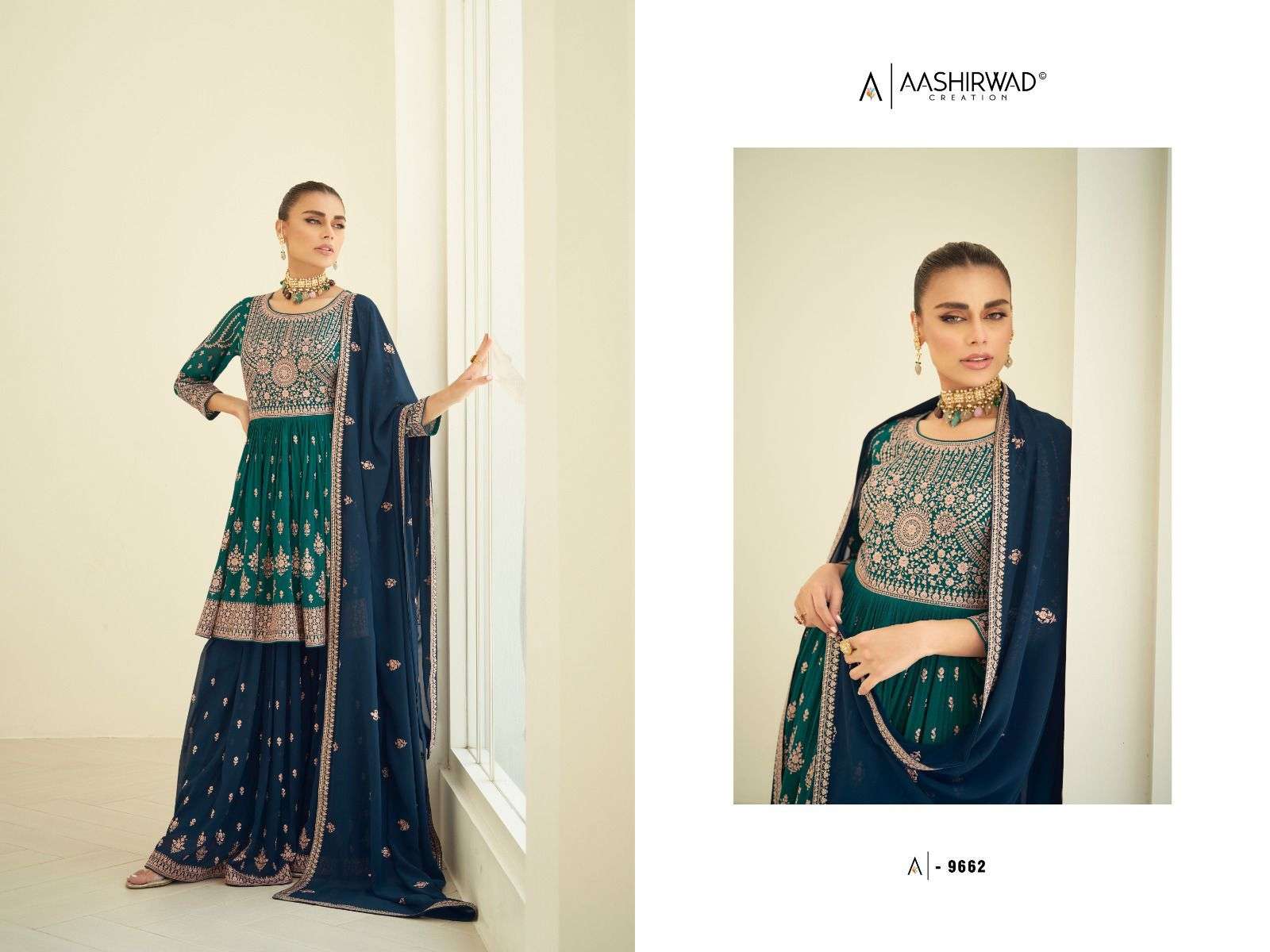 Somya By Aashirwad Creation 9659 To 9663 Series Beautiful Sharara Suits Stylish Colorful Fancy Casual Wear & Ethnic Wear Georgette Embroidered Dresses At Wholesale Price