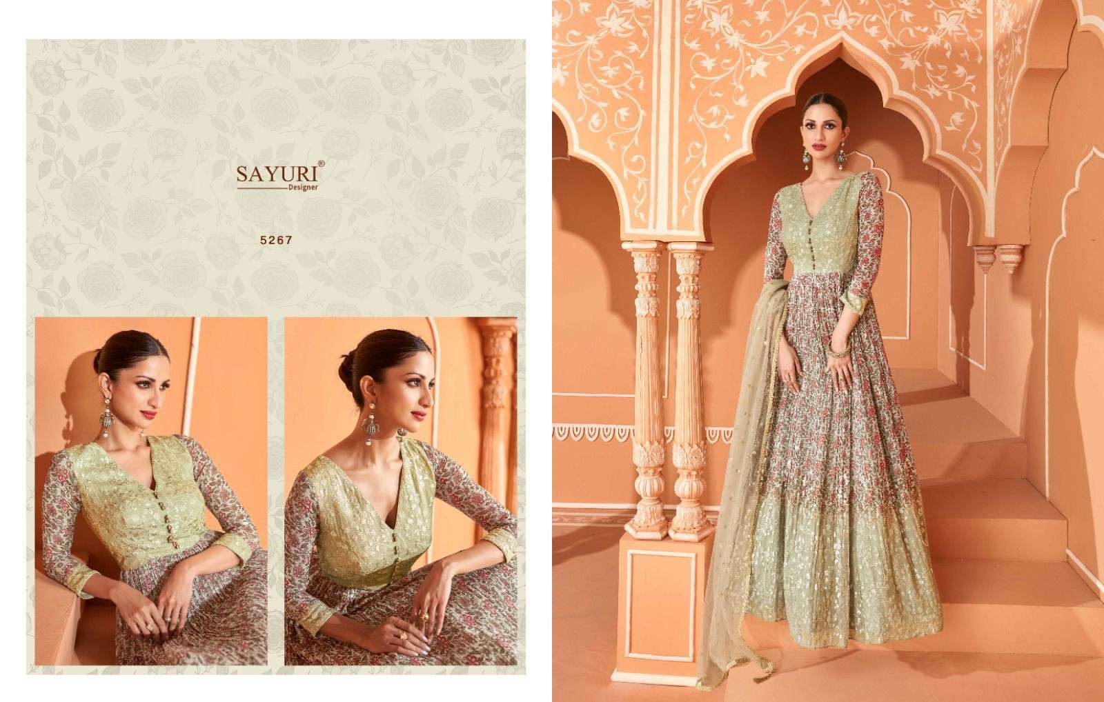 Saheli By Sayuri 5267 To 5269 Series Beautiful Stylish Fancy Colorful Casual Wear & Ethnic Wear Georgette Gowns With Dupatta At Wholesale Price