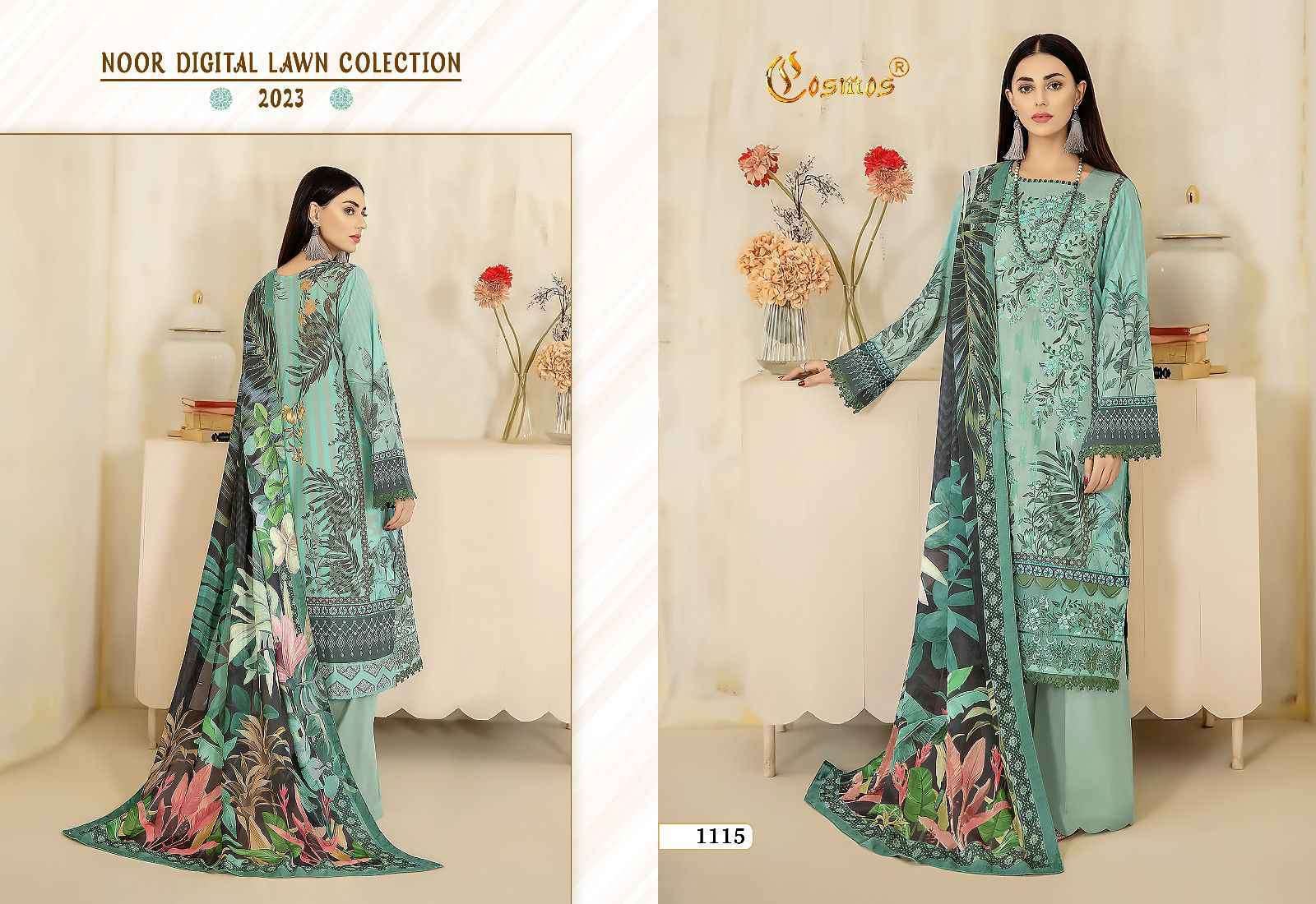 Noor Digital Lawn Collection-2023 By Cosmos 1111 To 1118 Series Beautiful Pakistani Suits Stylish Fancy Colorful Party Wear & Occasional Wear Pure Lawn With Embroidery Dresses At Wholesale Price