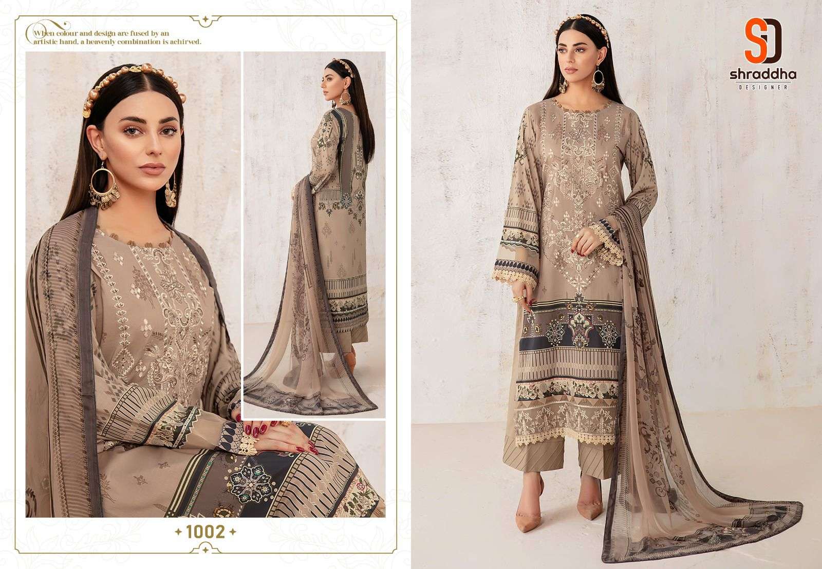 Ramsha Vol-1 By Shraddha Designer 1001 To 1004 Series Beautiful Pakistani Suits Colorful Stylish Fancy Casual Wear & Ethnic Wear Lawn Cotton Embroidered Dresses At Wholesale Price