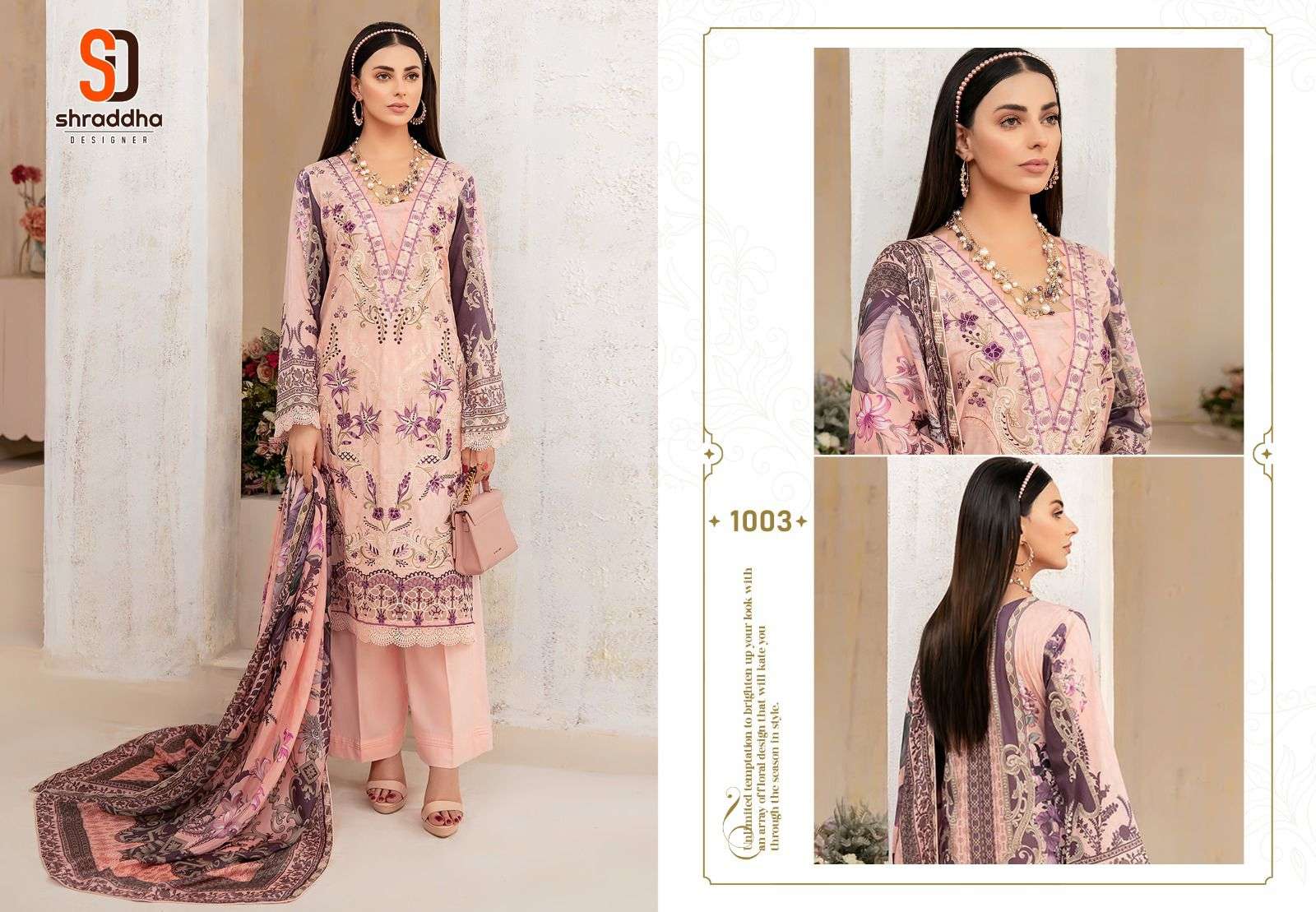 Ramsha Vol-1 By Shraddha Designer 1001 To 1004 Series Beautiful Pakistani Suits Colorful Stylish Fancy Casual Wear & Ethnic Wear Lawn Cotton Embroidered Dresses At Wholesale Price