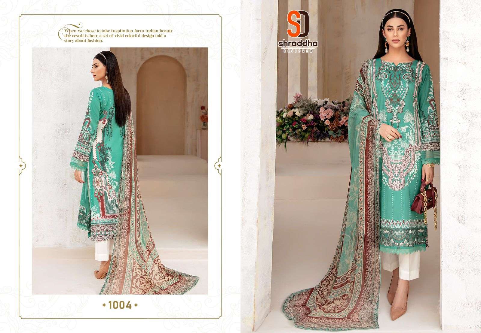 Ramsha Vol-1 By Shraddha Designer 1001 To 1004 Series Beautiful Pakistani Suits Colorful Stylish Fancy Casual Wear & Ethnic Wear Lawn Cotton Embroidered Dresses At Wholesale Price