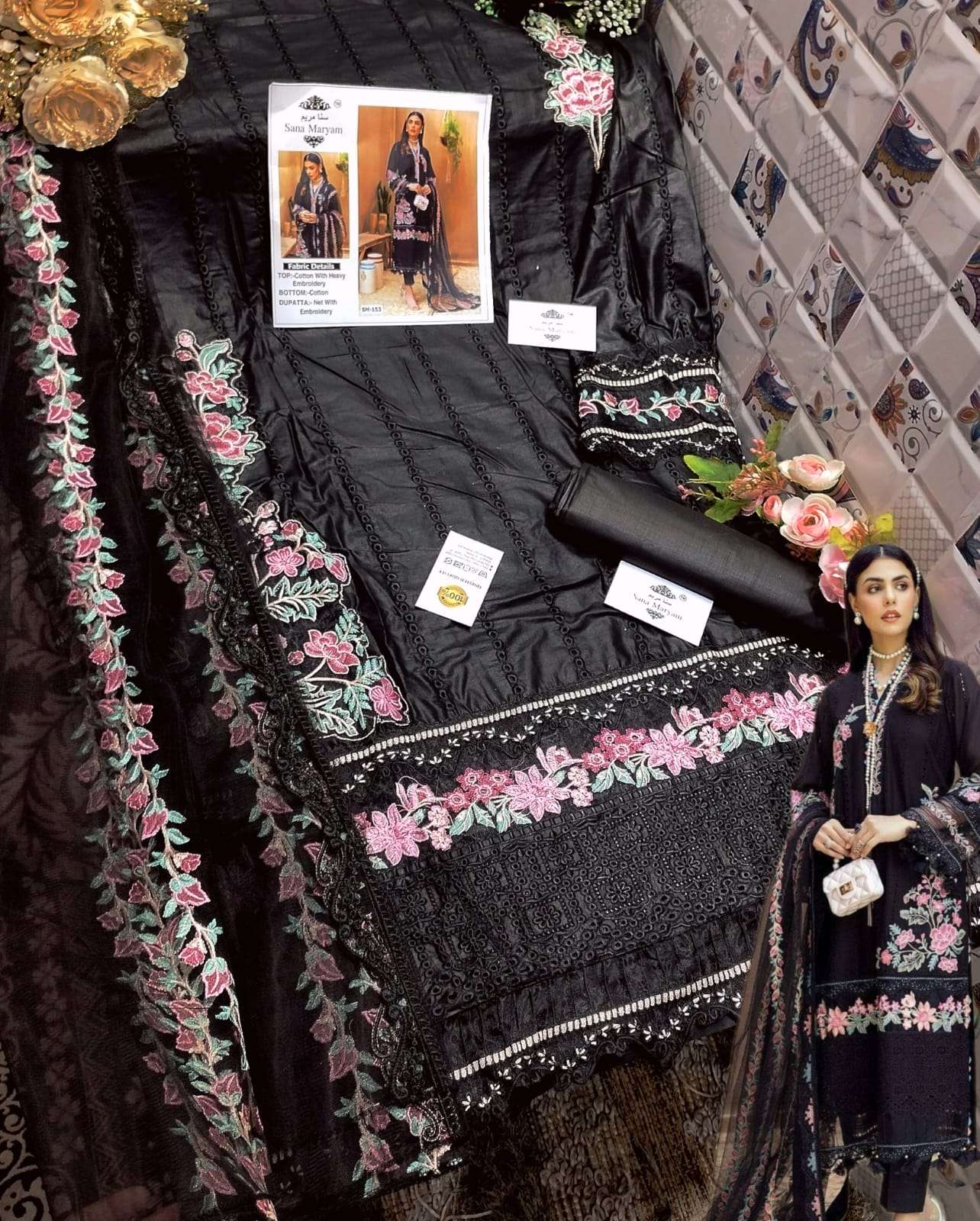 Sm-153 By Sana Maryam Designer Pakistani Suits Beautiful Fancy Stylish Colorful Party Wear & Occasional Wear Cotton With Embroidery Dresses At Wholesale Price