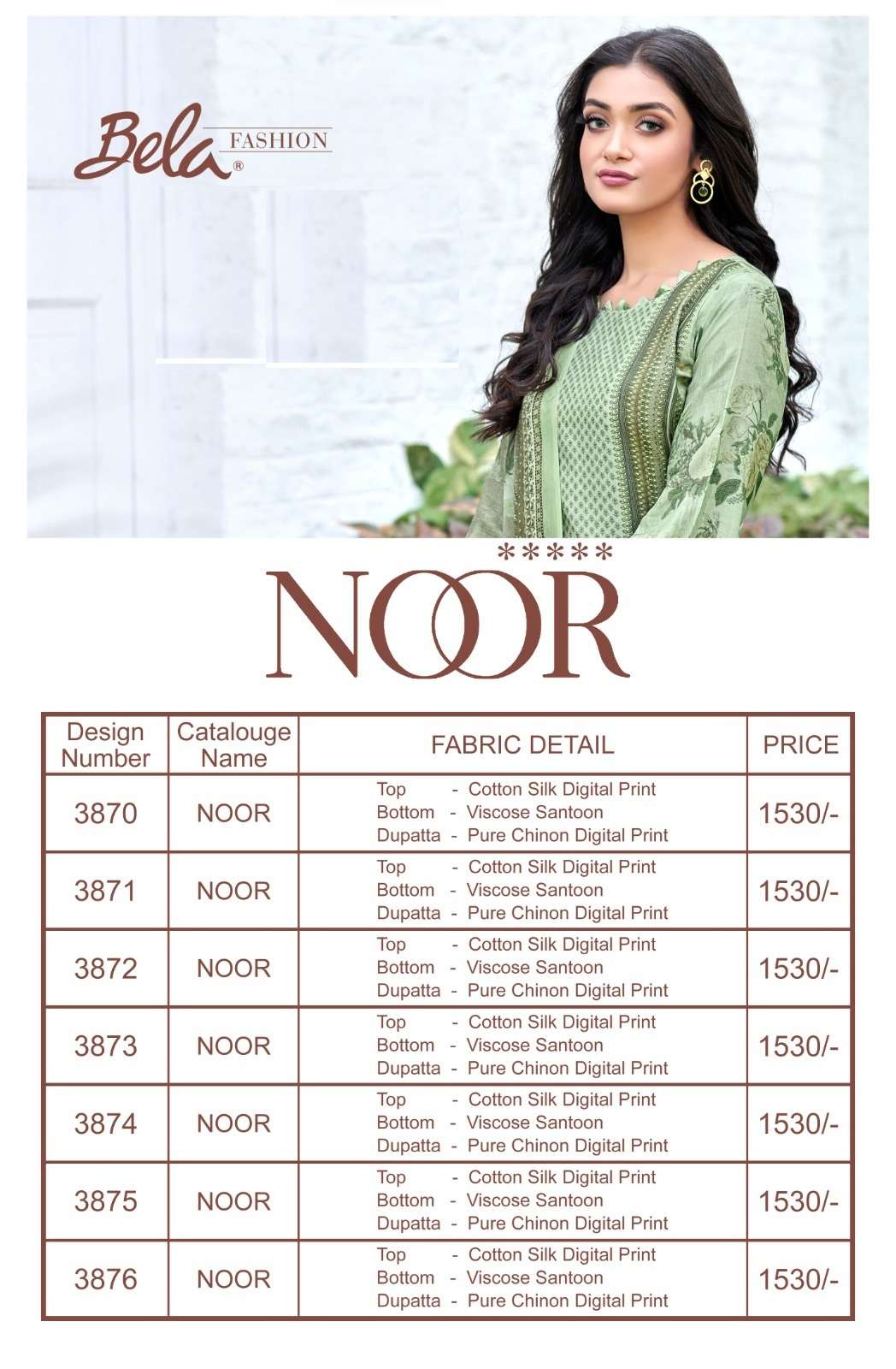 Noor By Bela Fashion 3870 To 3876 Series Beautiful Festive Suits Colorful Stylish Fancy Casual Wear & Ethnic Wear Cotton Silk Dresses At Wholesale Price