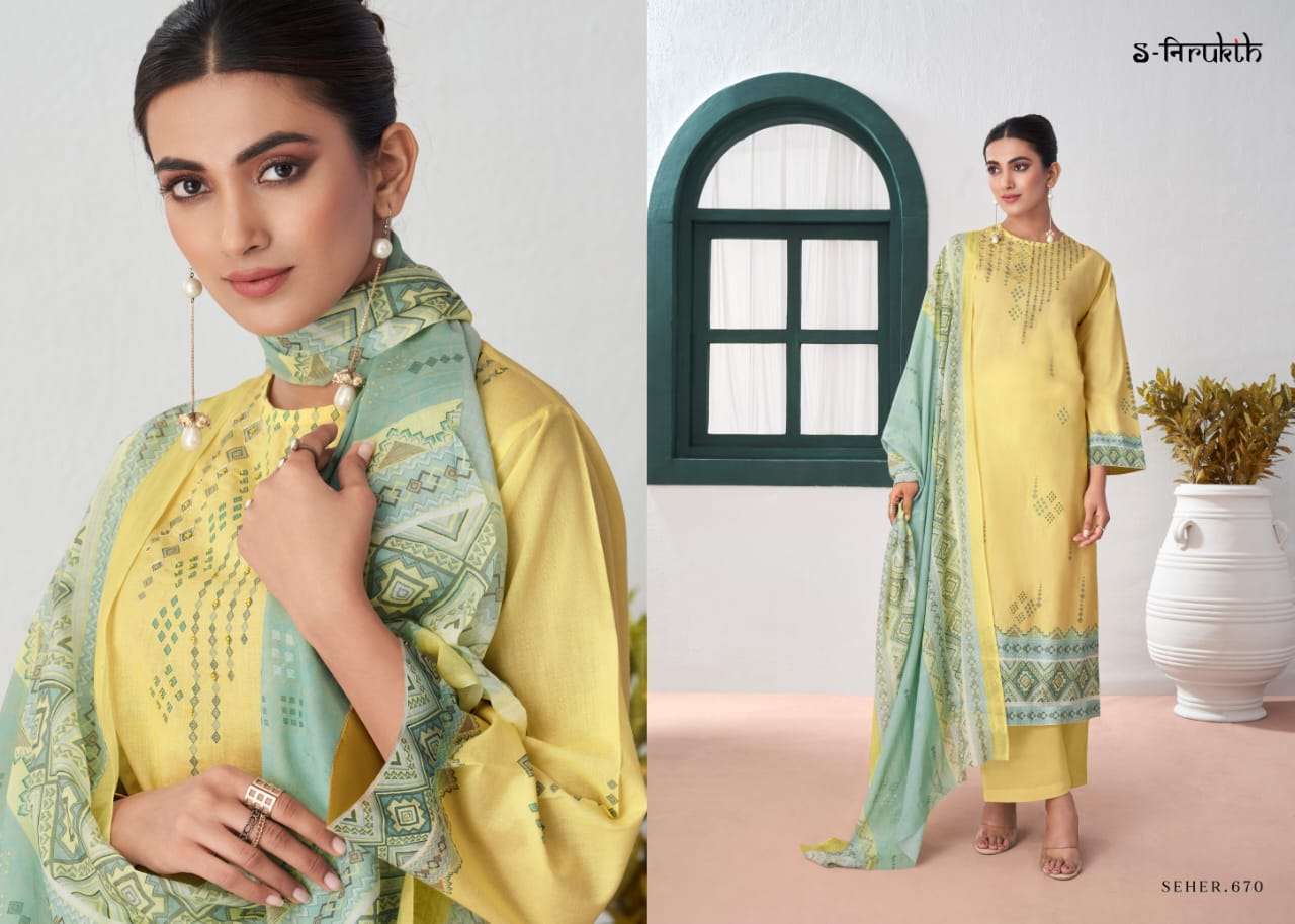 Seher By S-Nirukth Beautiful Suits Colorful Stylish Fancy Casual Wear Cotton Print With Work Dresses At Wholesale Price