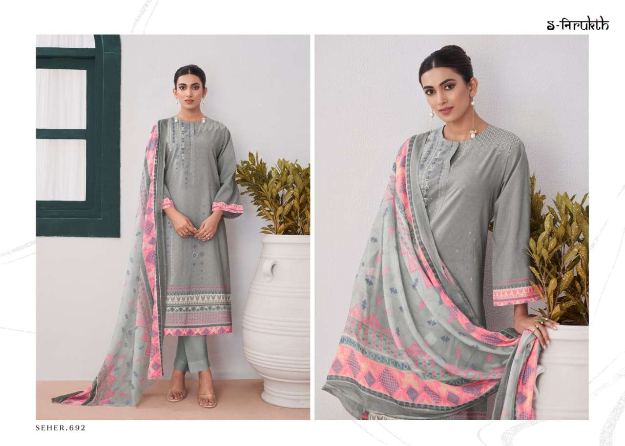 Seher By S-Nirukth Beautiful Suits Colorful Stylish Fancy Casual Wear Cotton Print With Work Dresses At Wholesale Price